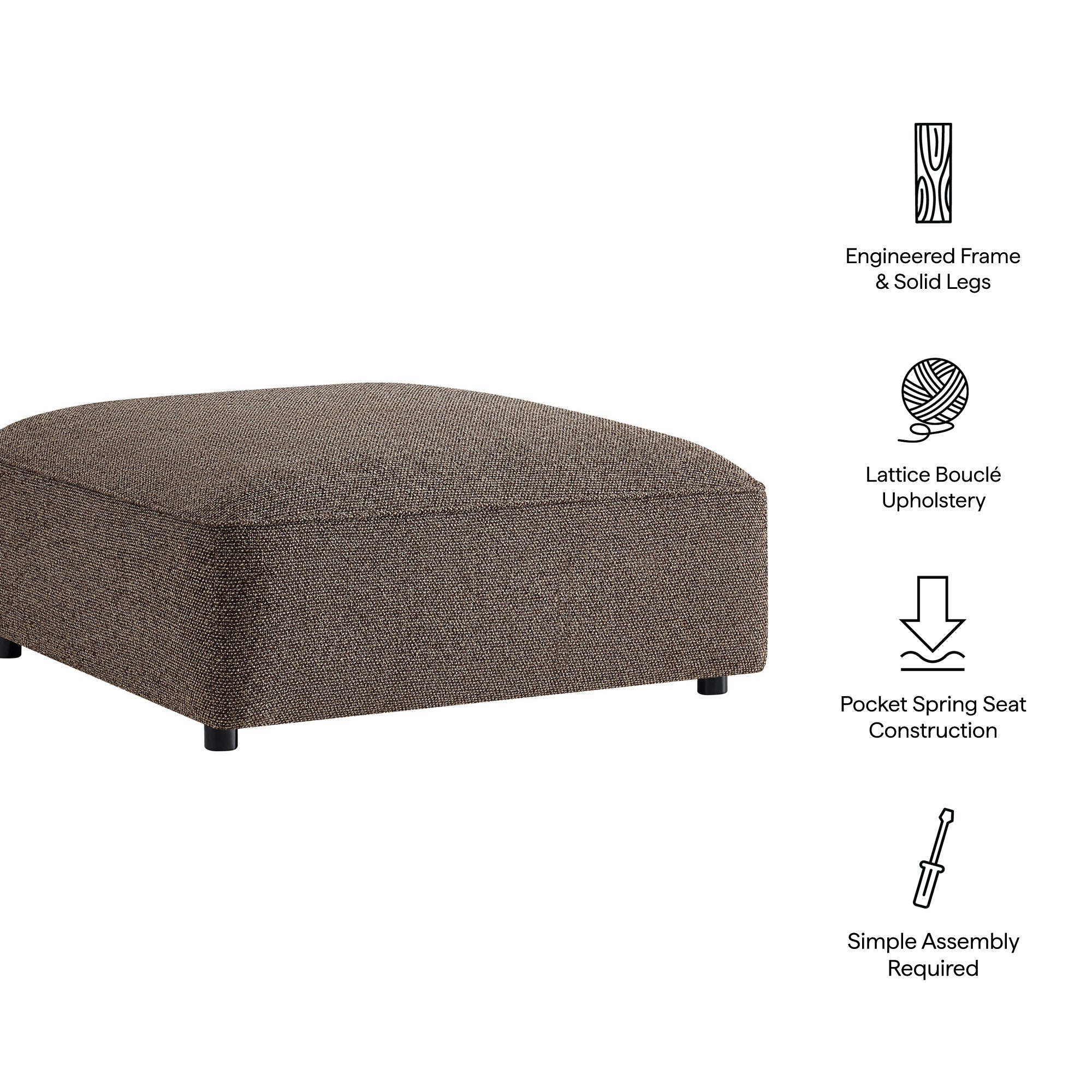 Auren Lattice Bouclé Upholstered Ottoman