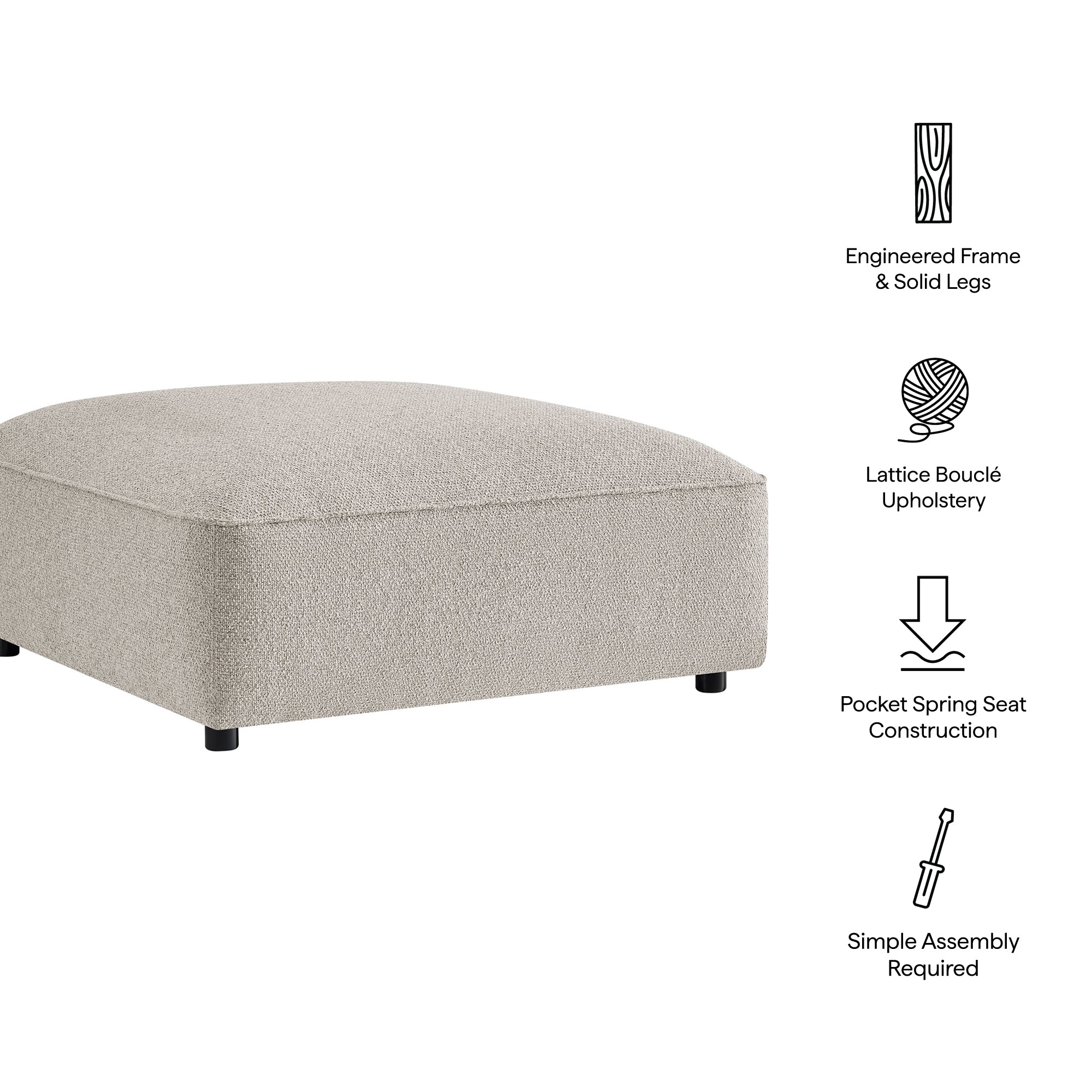 Auren Lattice Bouclé Upholstered Ottoman
