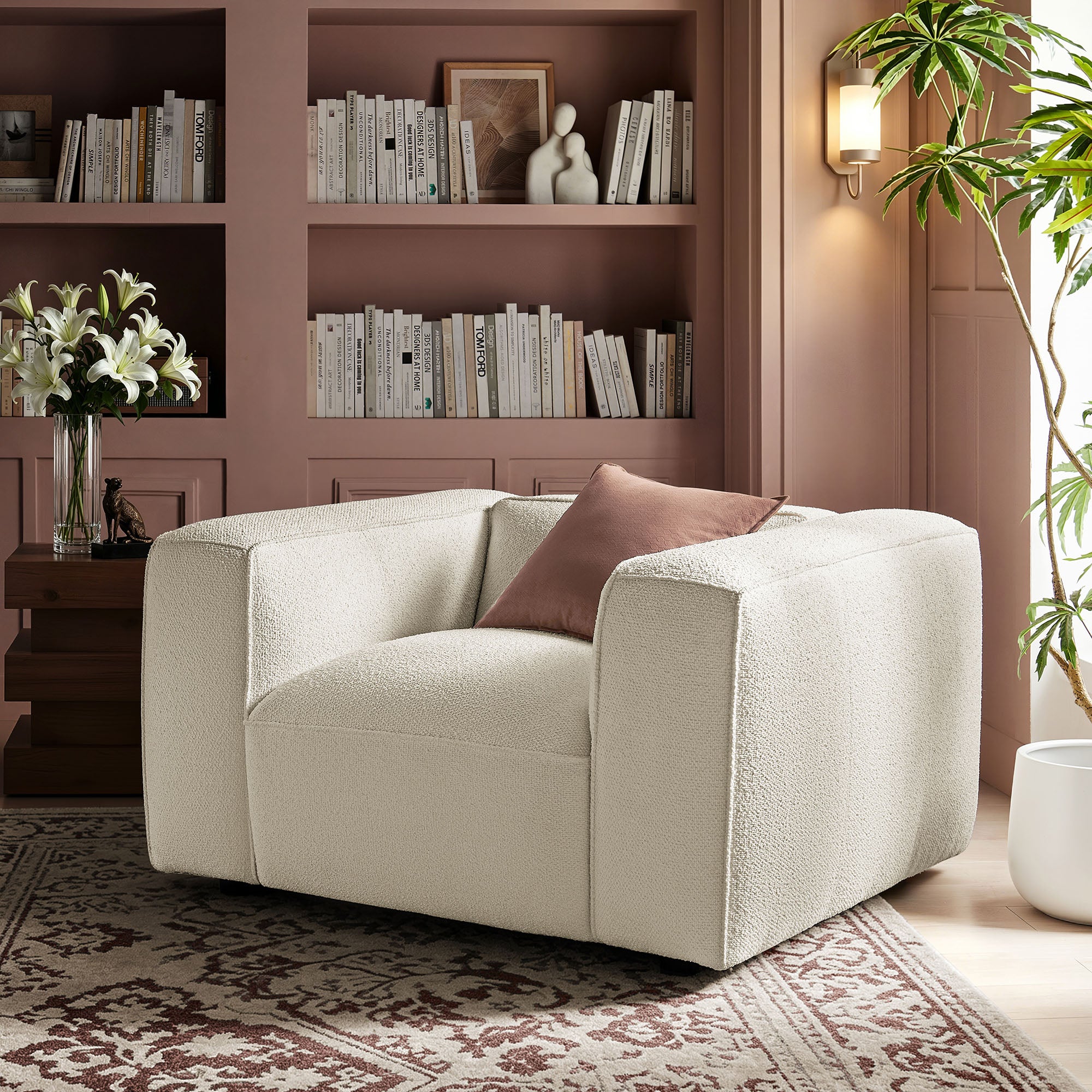 Auren Lattice Bouclé Upholstered Accent Chair