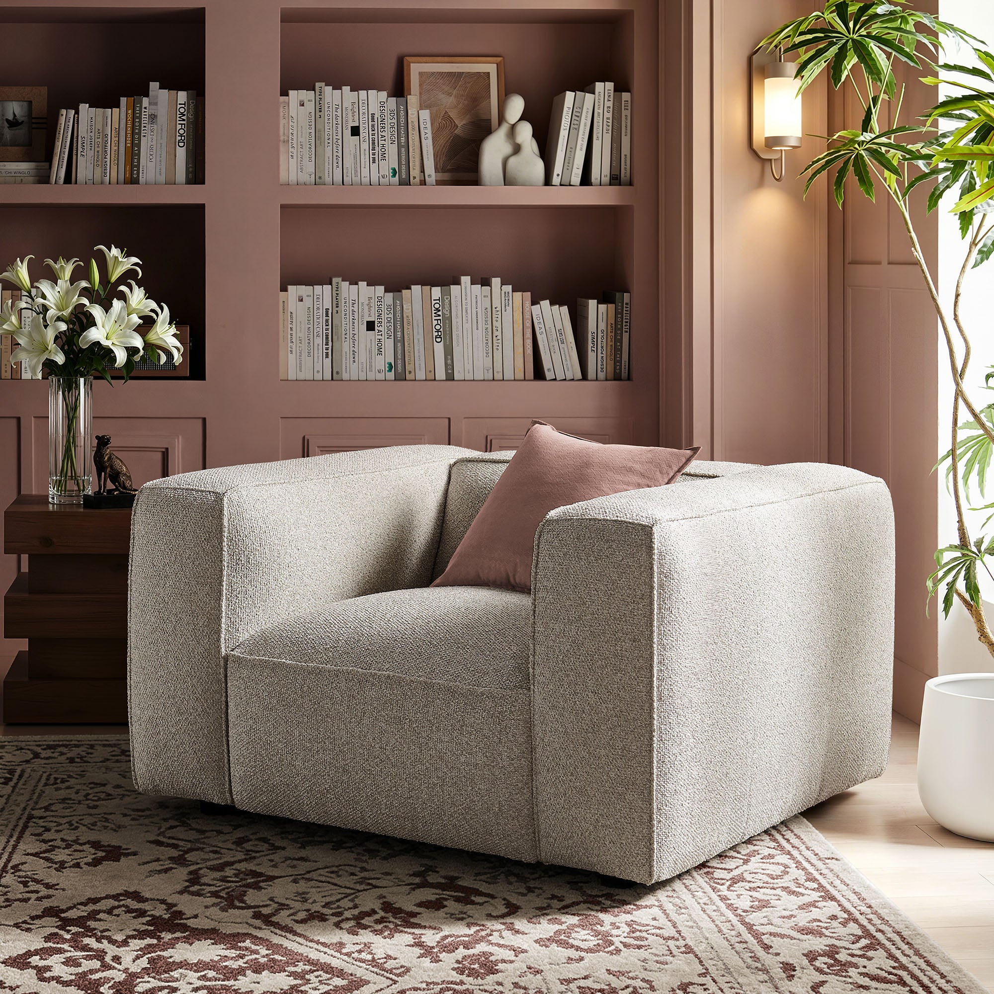 Auren Lattice Bouclé Upholstered Accent Chair