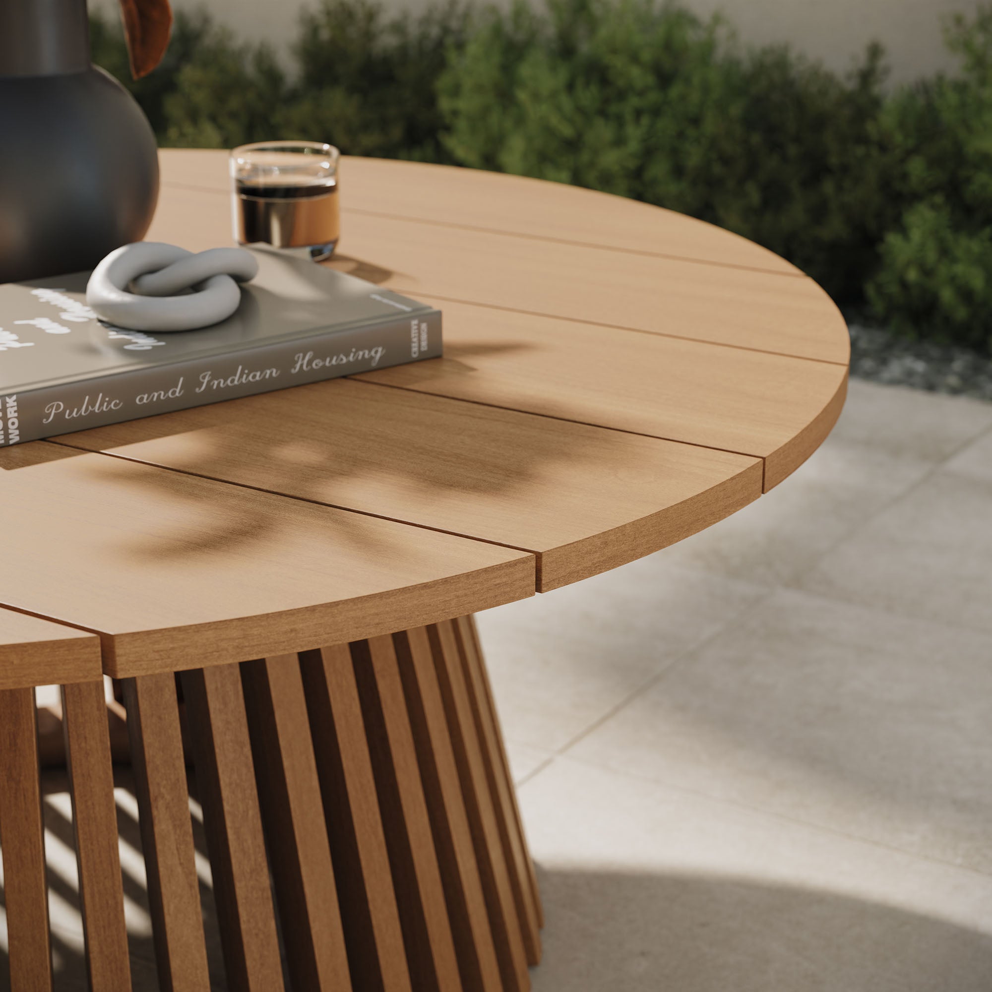Lane 39 Inch Round Outdoor Patio Teak Wood Coffee Table