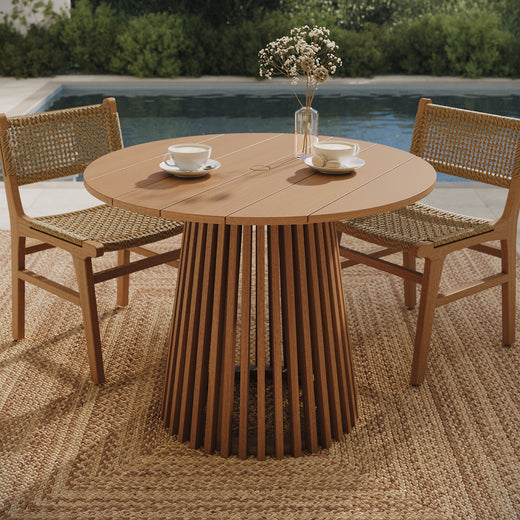 Lane 39 Inch Round Outdoor Patio Teak Wood Dining Table