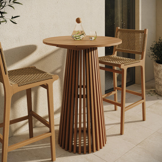 Lane 31 Inch Round Outdoor Patio Teak Wood Bar Table
