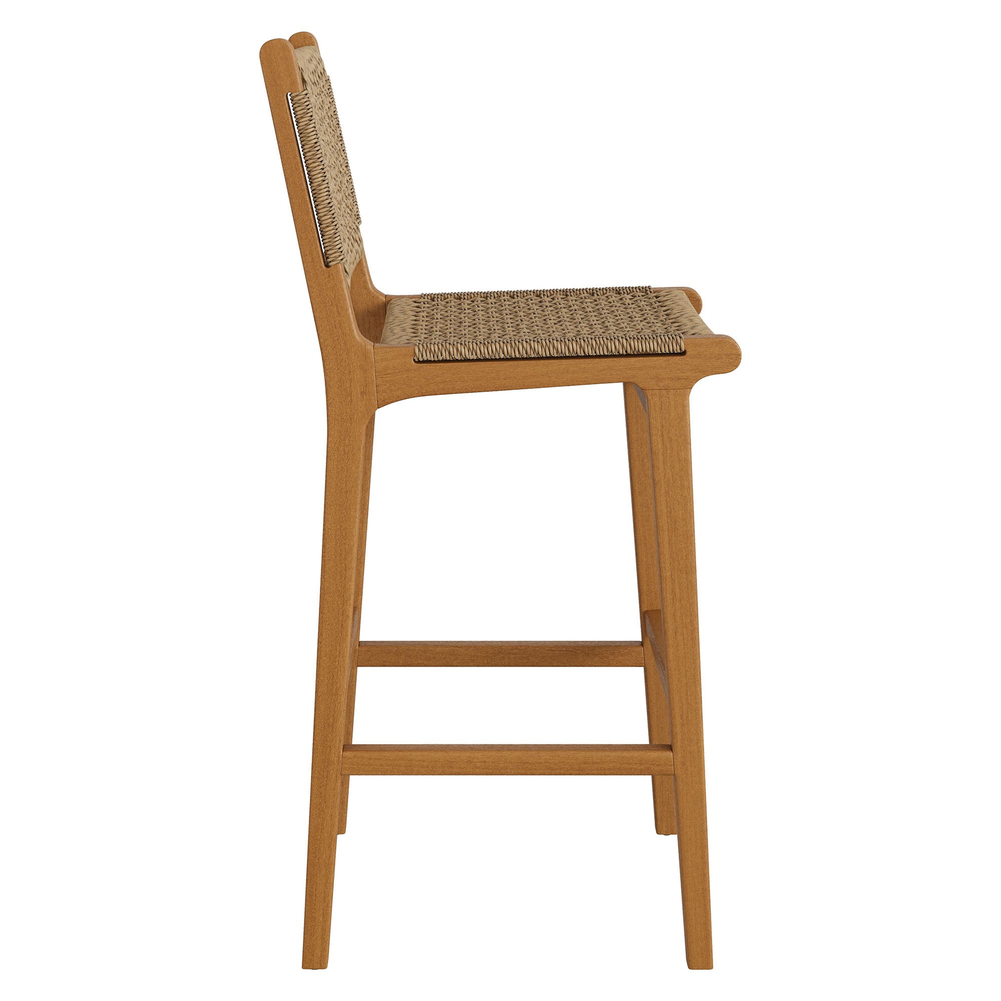 Rowe Outdoor Patio Teak Wood Bar Chairs Set of 2