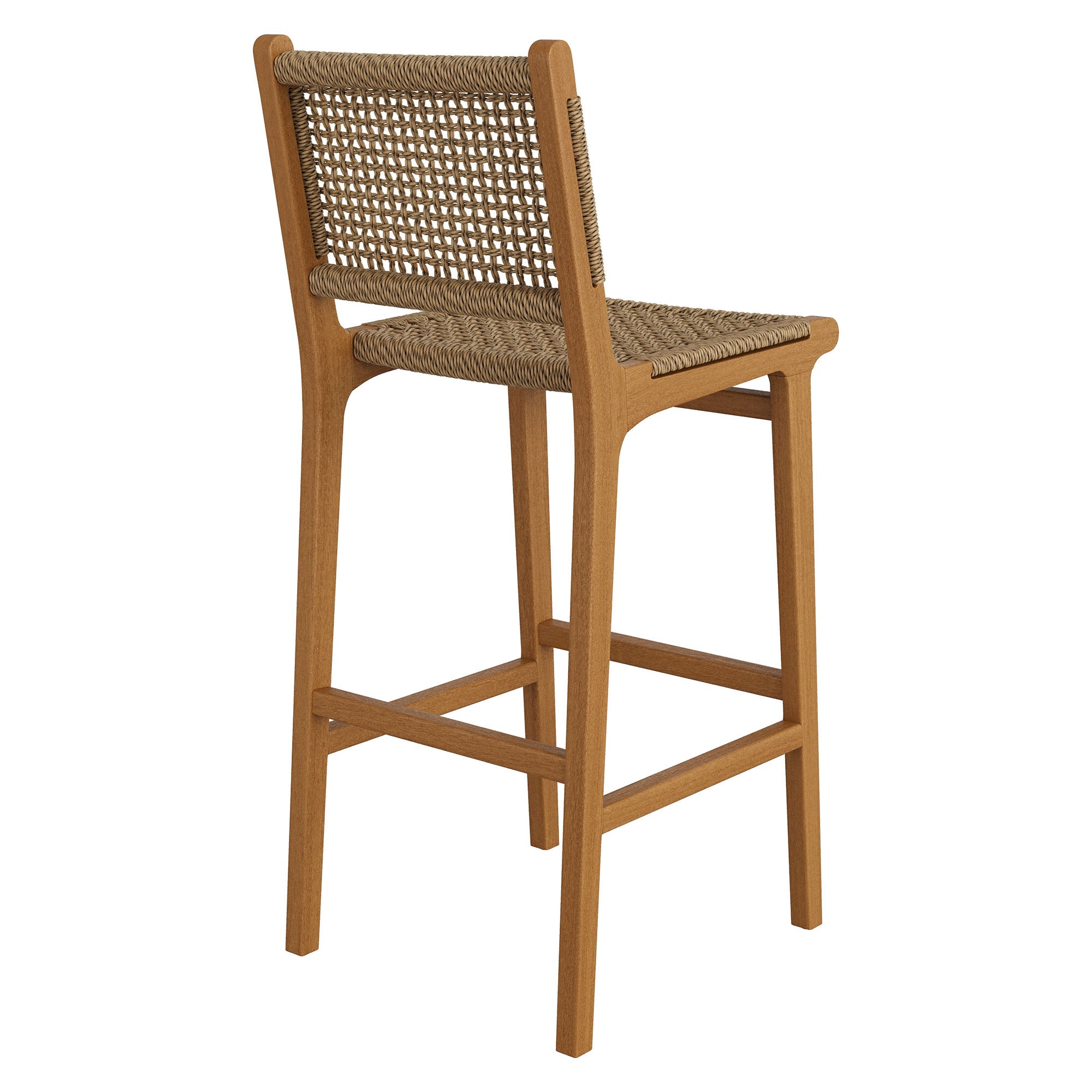 Rowe Outdoor Patio Teak Wood Bar Chairs Set of 2