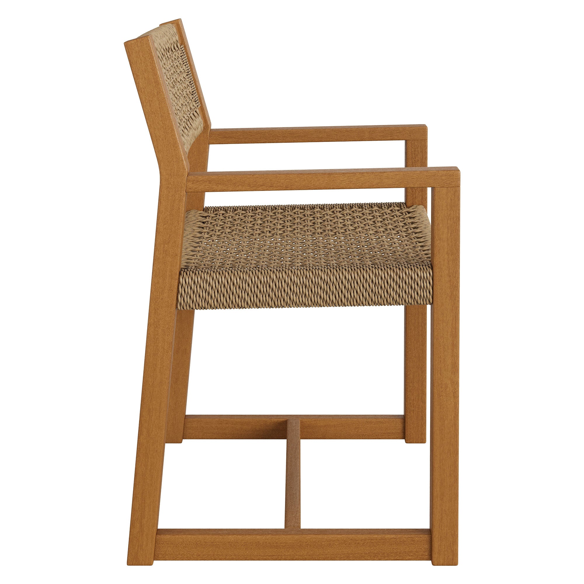 Reed Outdoor Patio Teak Wood Rattan Dining Chair