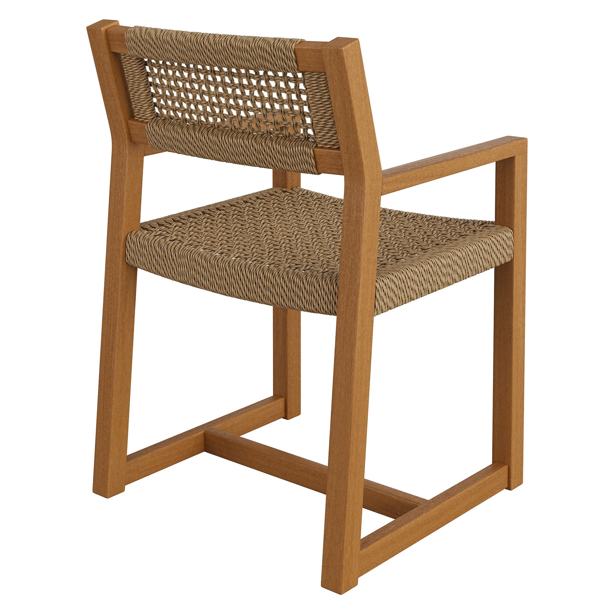 Reed Outdoor Patio Teak Wood Rattan Dining Chair