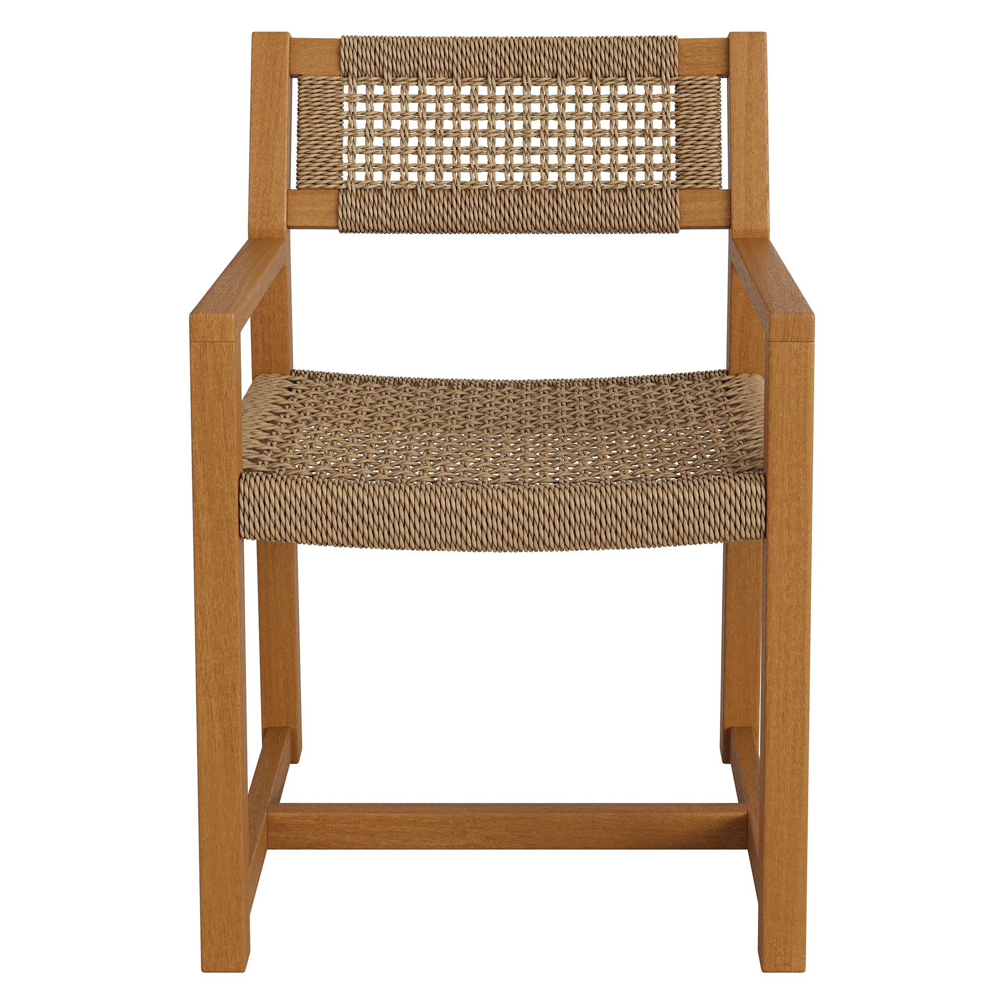 Reed Outdoor Patio Teak Wood Rattan Dining Chair