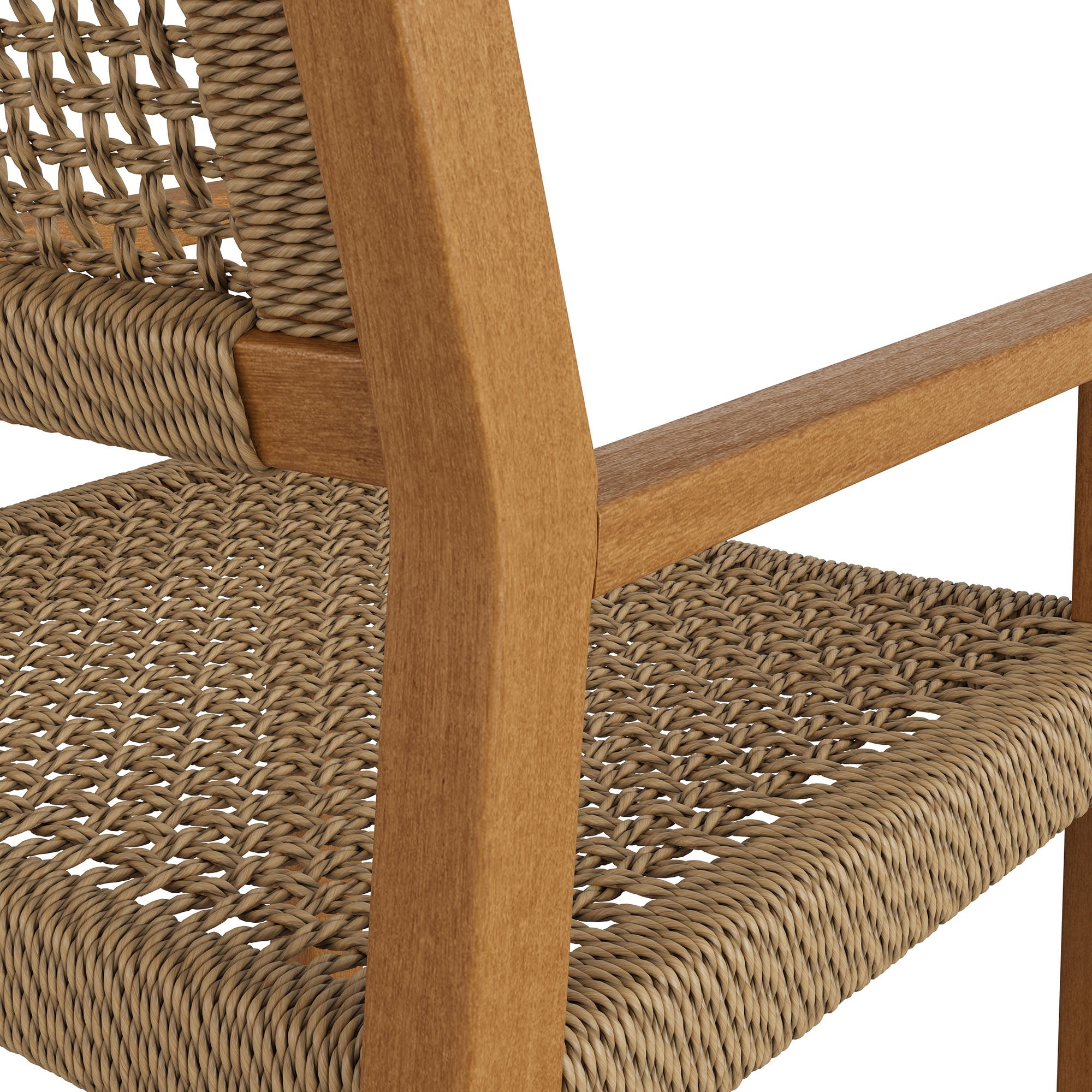 Reed Outdoor Patio Teak Wood Rattan Dining Chair