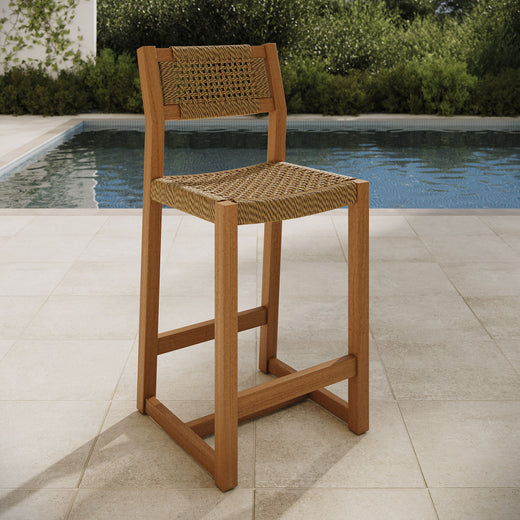 Reed 40 Inch Outdoor Patio Outdoor Teak Wood Counter Stool