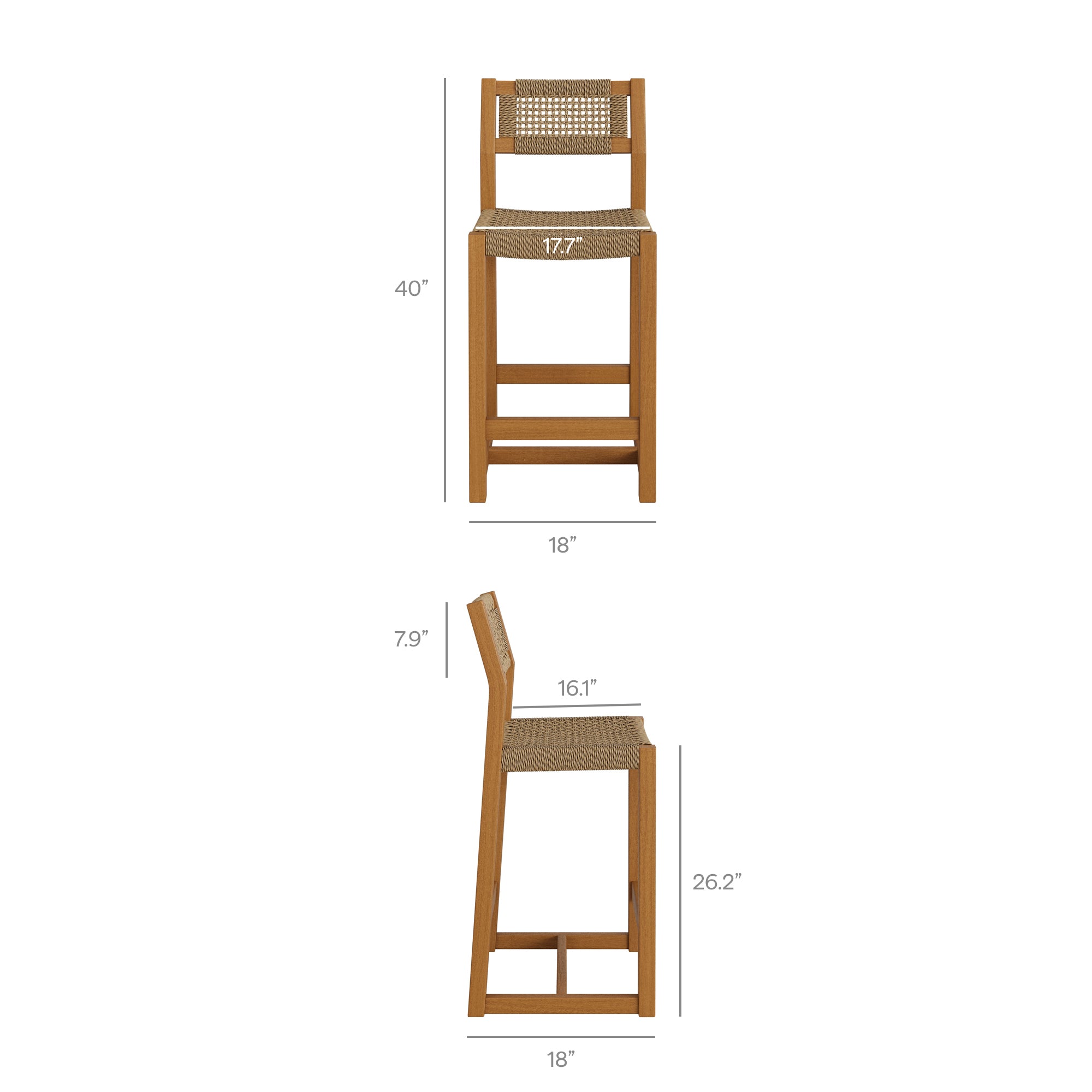 Reed 40 Inch Outdoor Patio Outdoor Teak Wood Counter Stool