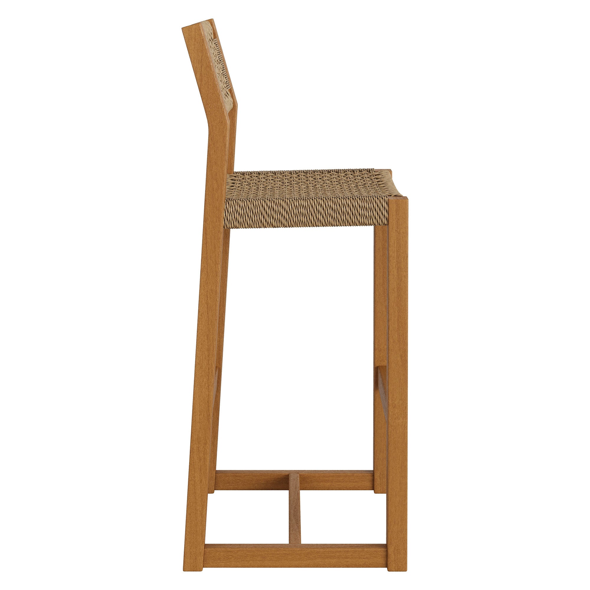 Reed 44 Inch Outdoor Patio Outdoor Teak Wood Rattan Bar Stool