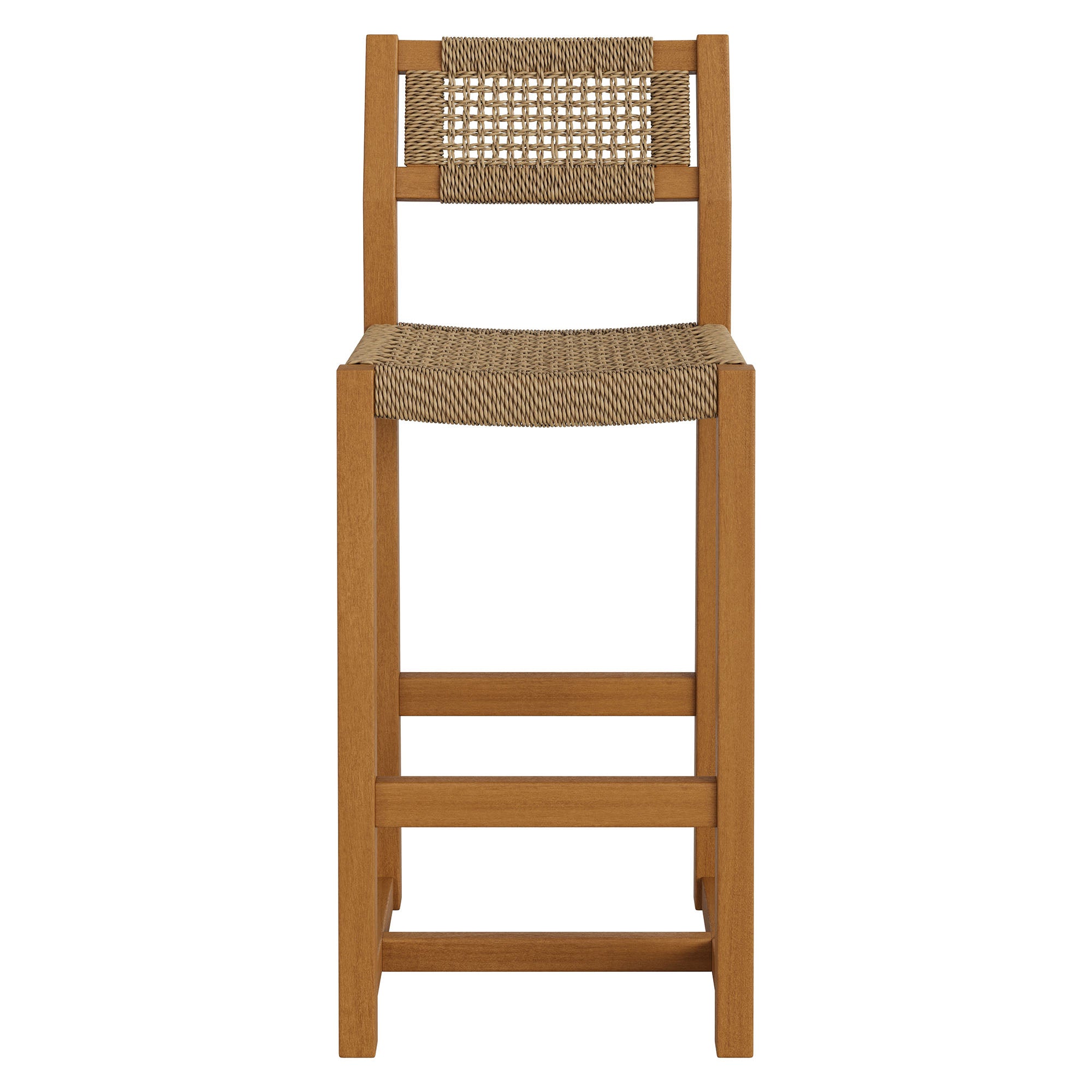 Reed 44 Inch Outdoor Patio Outdoor Teak Wood Rattan Bar Stool