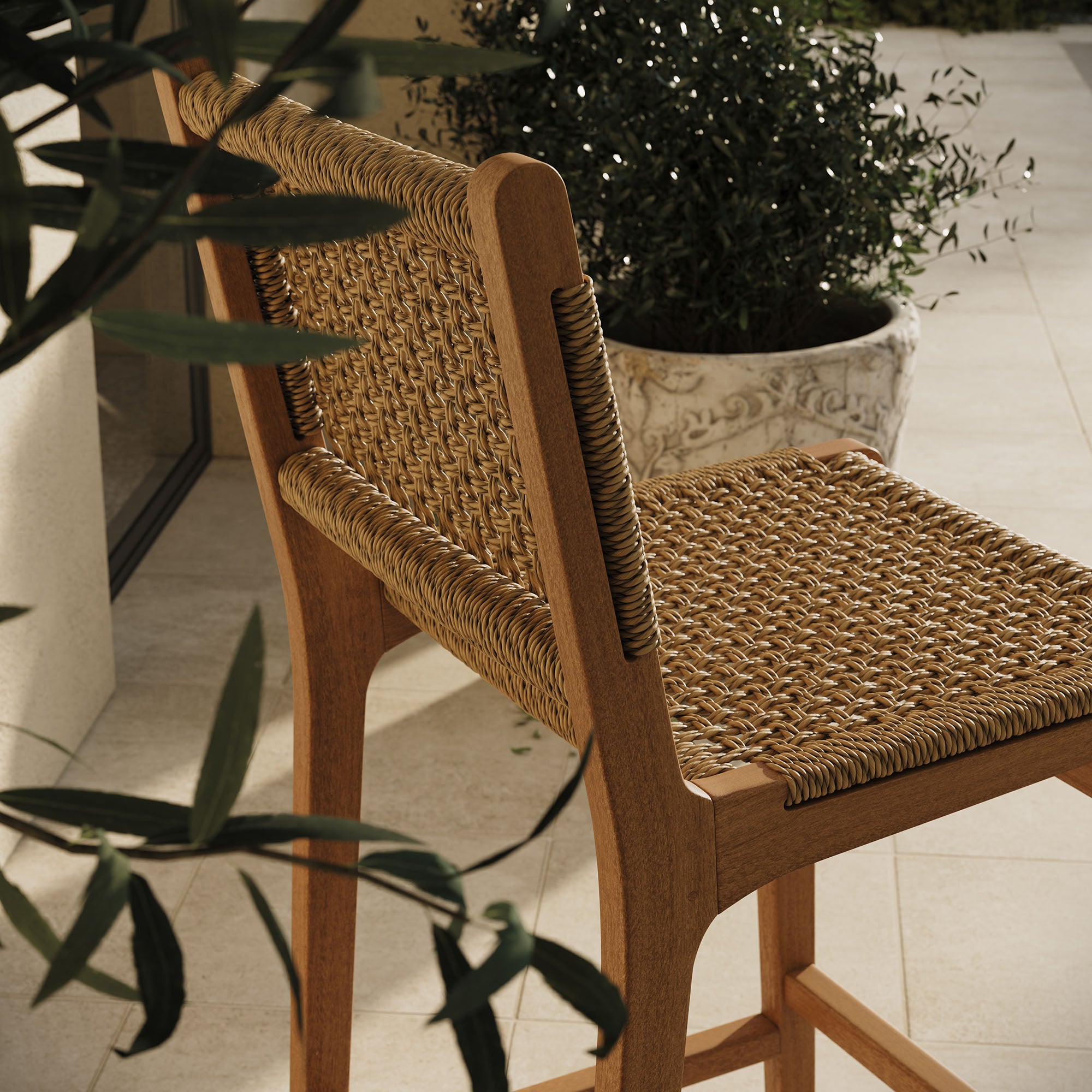 Rowe 3-Piece Outdoor Patio Teak Wood Bar Set