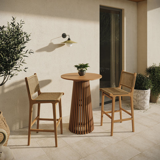 Rowe 3-Piece Outdoor Patio Teak Wood Bar Set