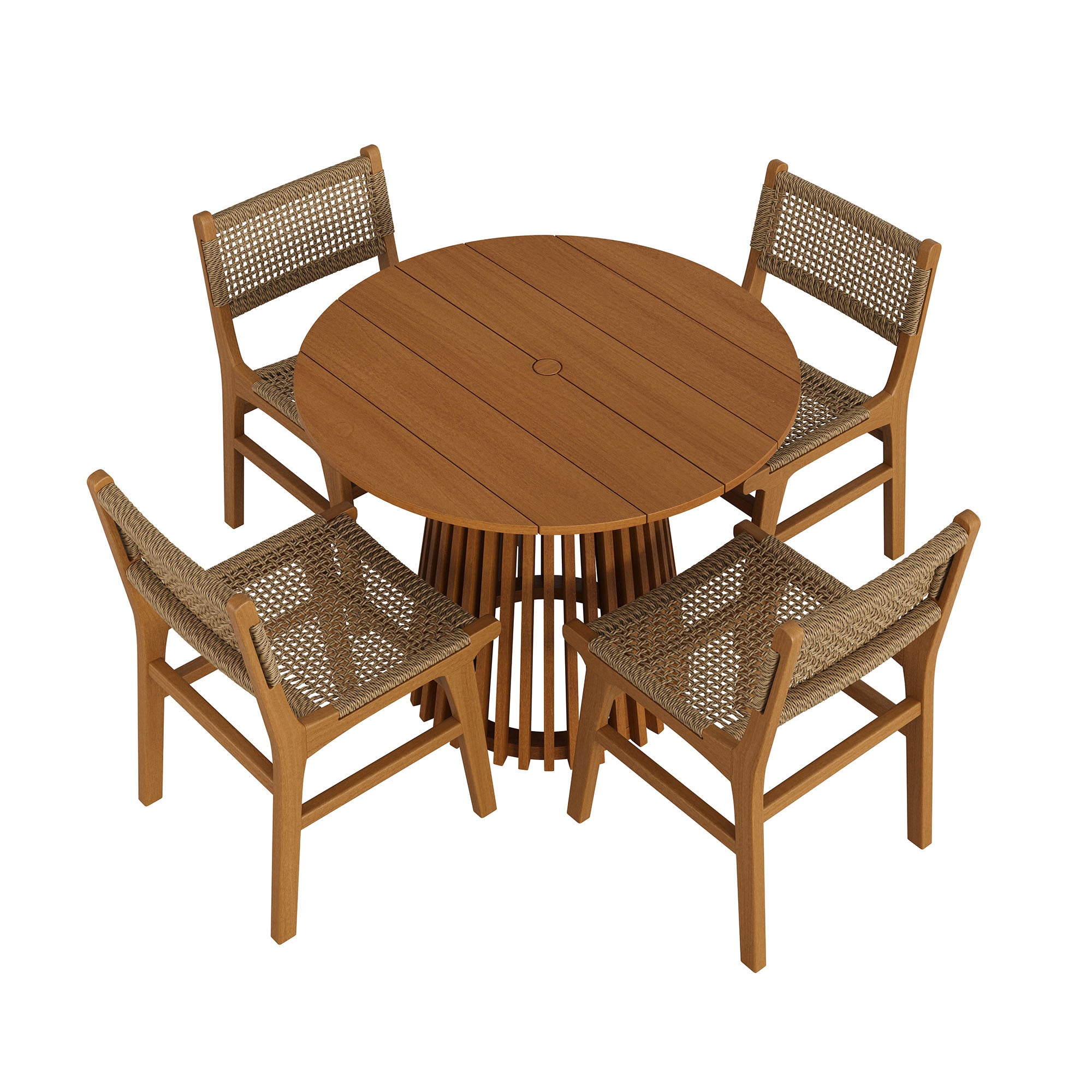 Rowe 5-Piece Outdoor Patio Teak Wood Dining Set