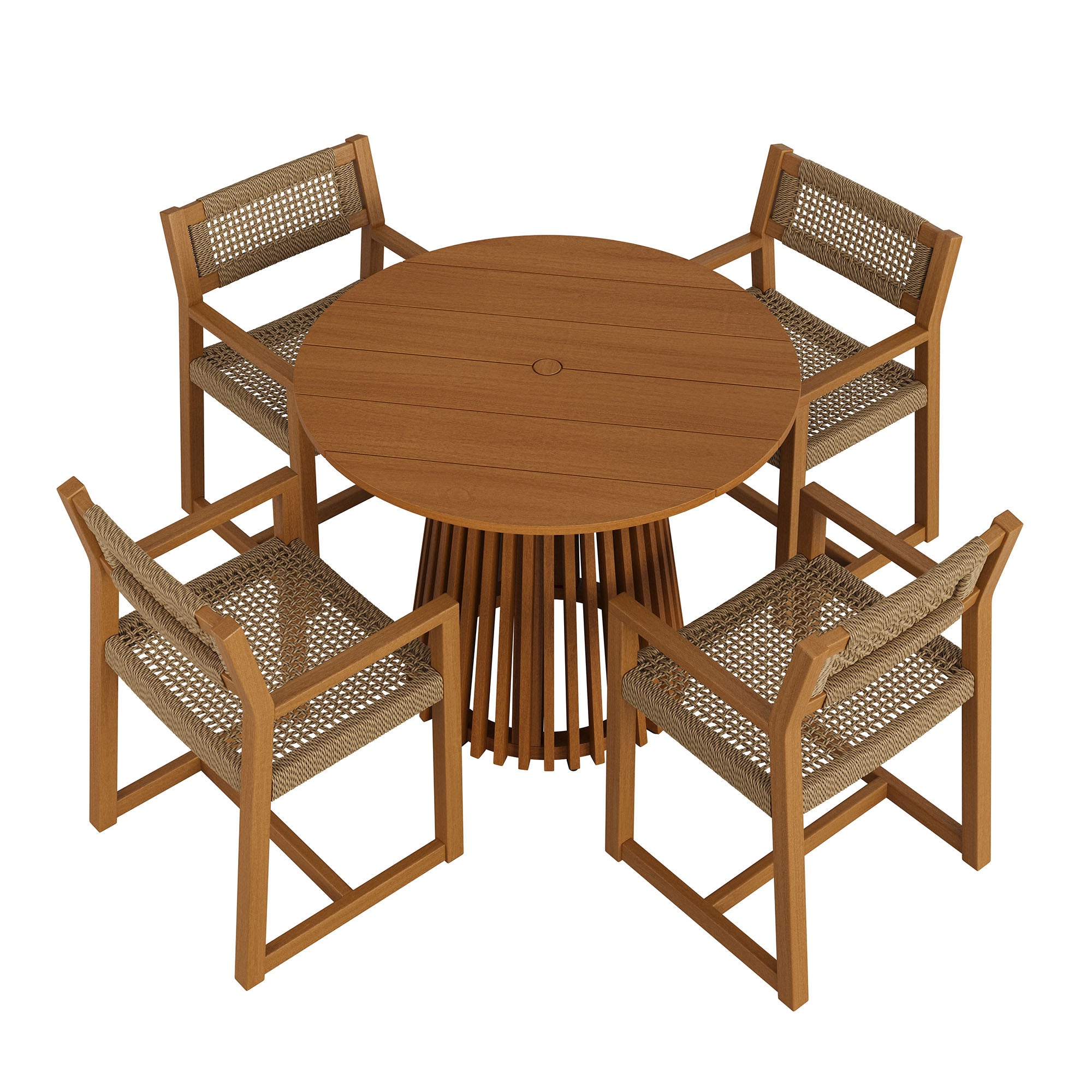 Reed 5-Piece Outdoor Patio Teak Wood Dining Set
