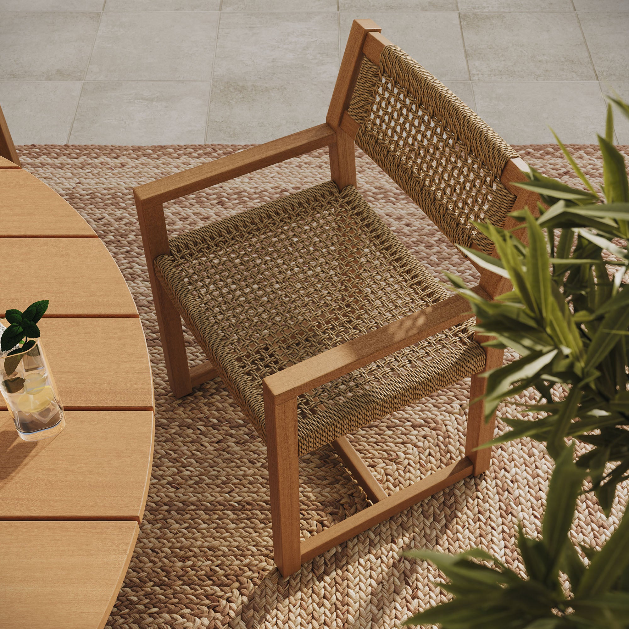 Reed 5-Piece Outdoor Patio Teak Wood Dining Set
