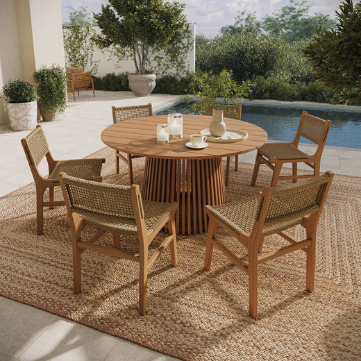 Rowe 7-Piece Outdoor Patio Teak Wood Dining Set