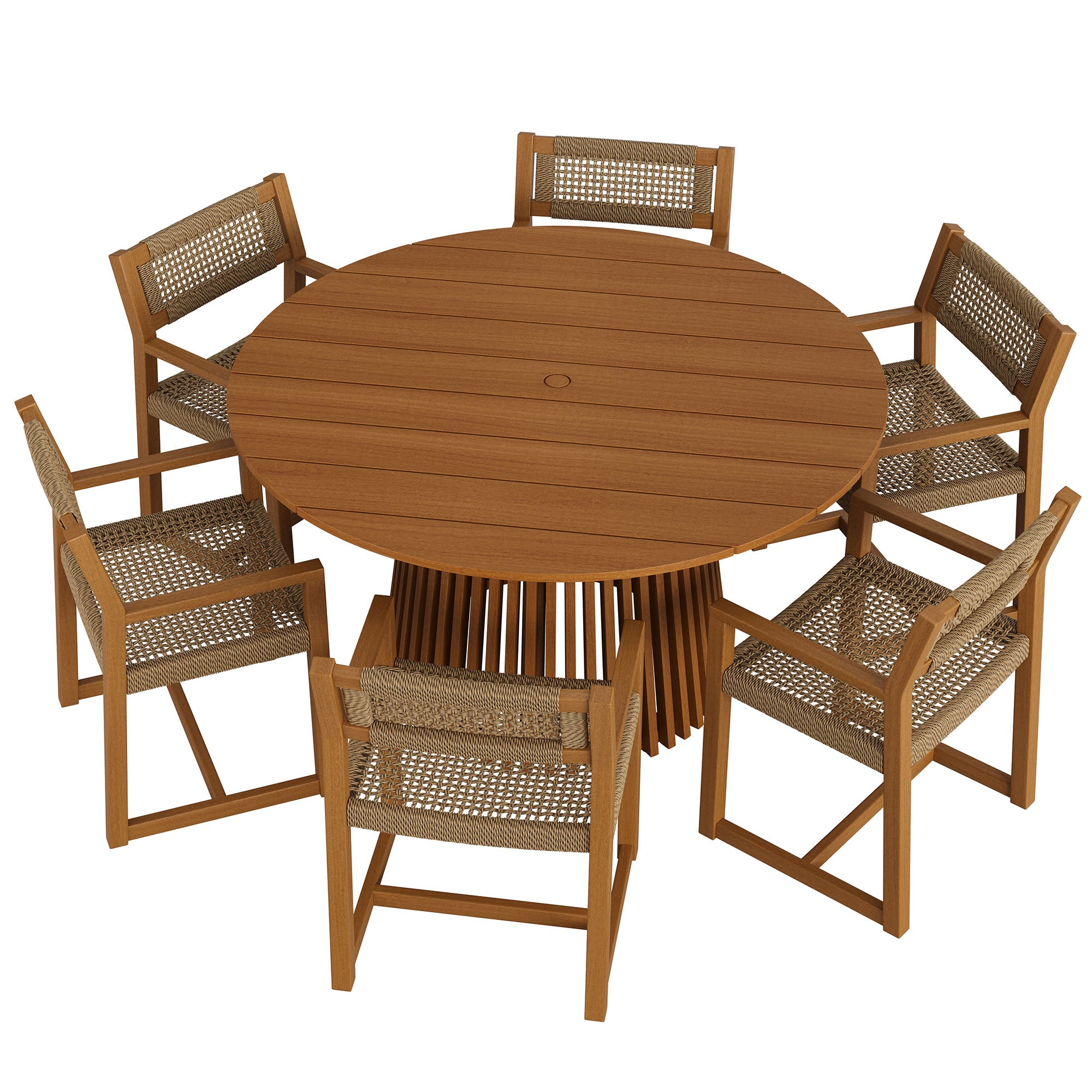 Reed 7-Piece Outdoor Patio Teak Wood Dining Set