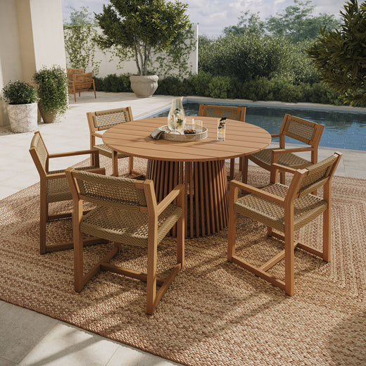 Reed 7-Piece Outdoor Patio Teak Wood Dining Set