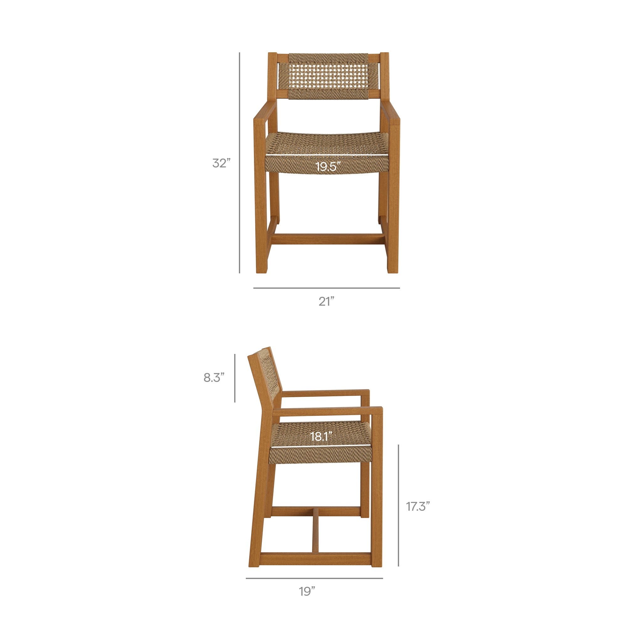 Reed 7-Piece Outdoor Patio Teak Wood Dining Set
