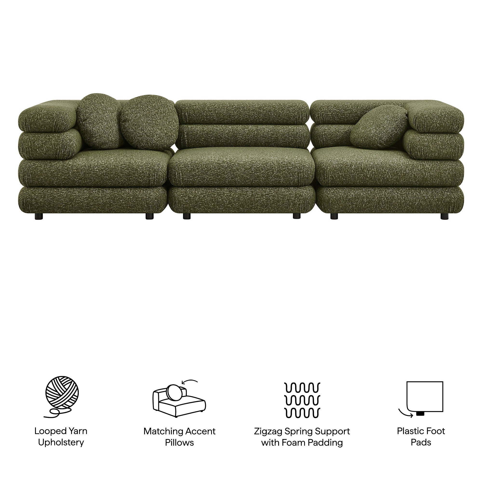 Jubilee 3-Piece Upholstered 3-Piece Modular Sofa Set