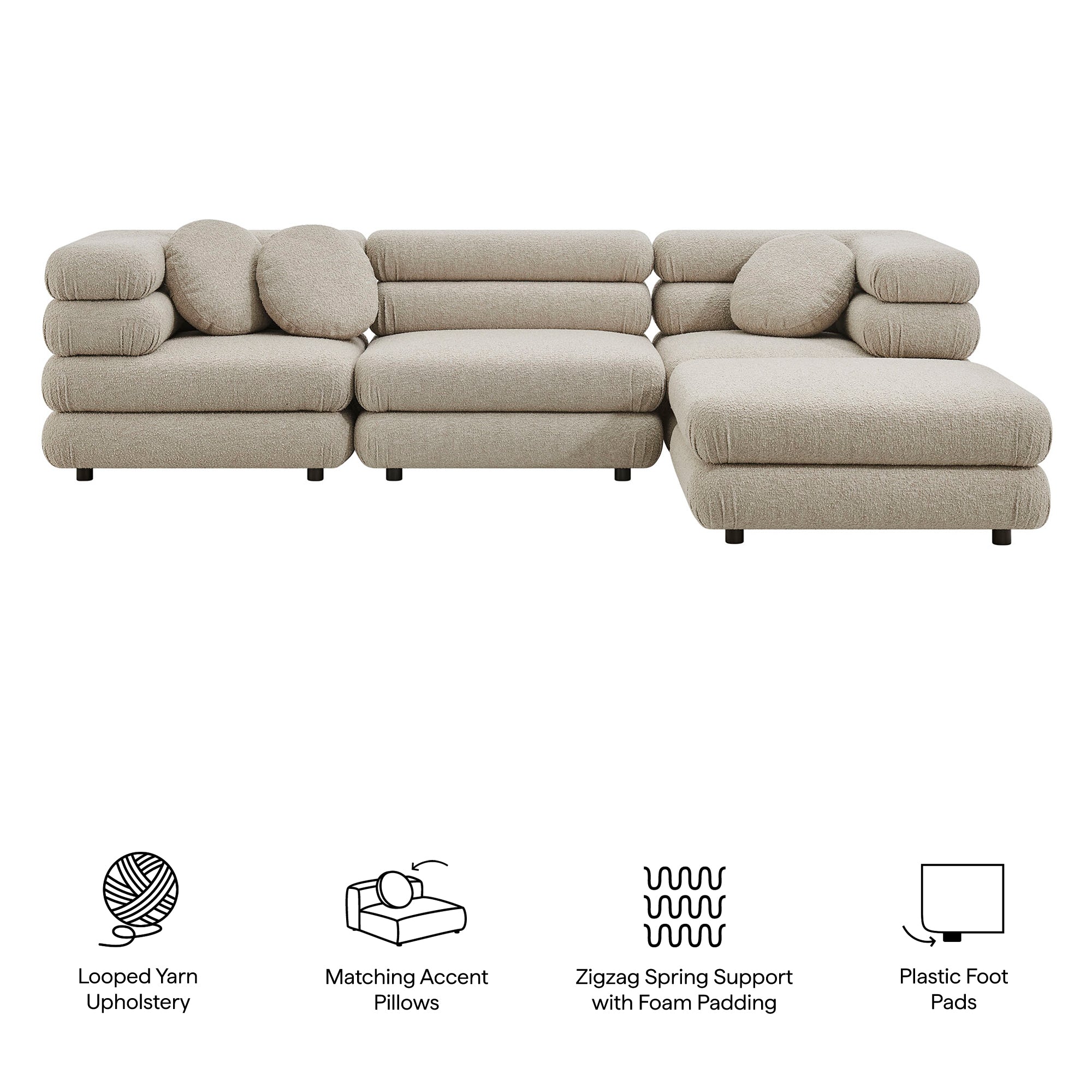 Jubilee 4-Piece Upholstered Modular Sofa Set
