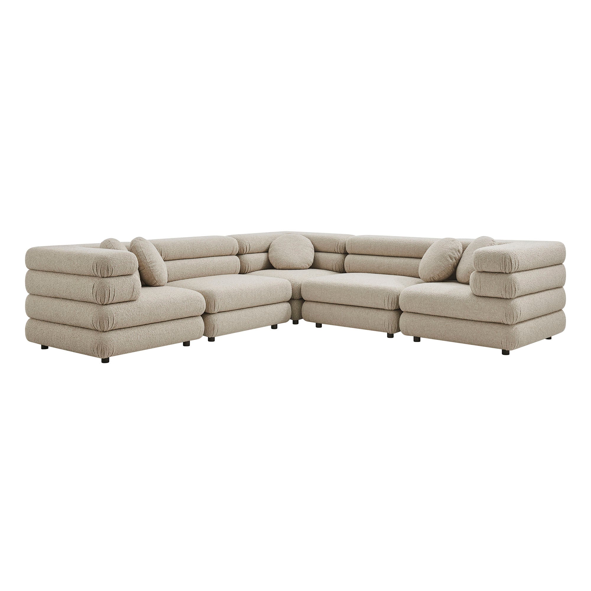 Jubilee 5-Piece Upholstered Modular L-Shaped Sofa Set