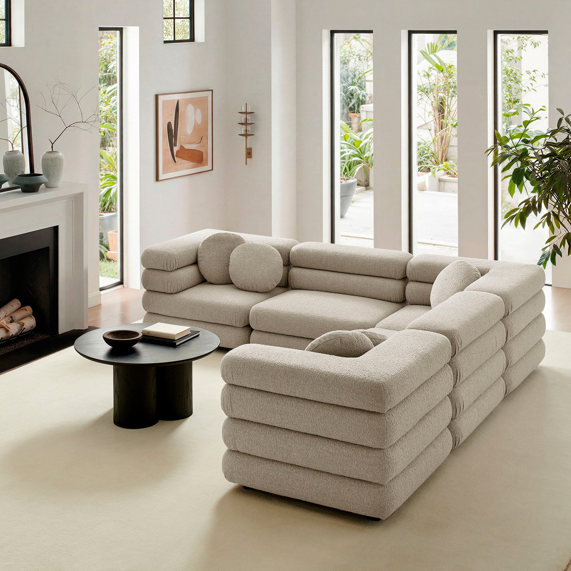 Jubilee 5-Piece Upholstered Modular L-Shaped Sofa Set