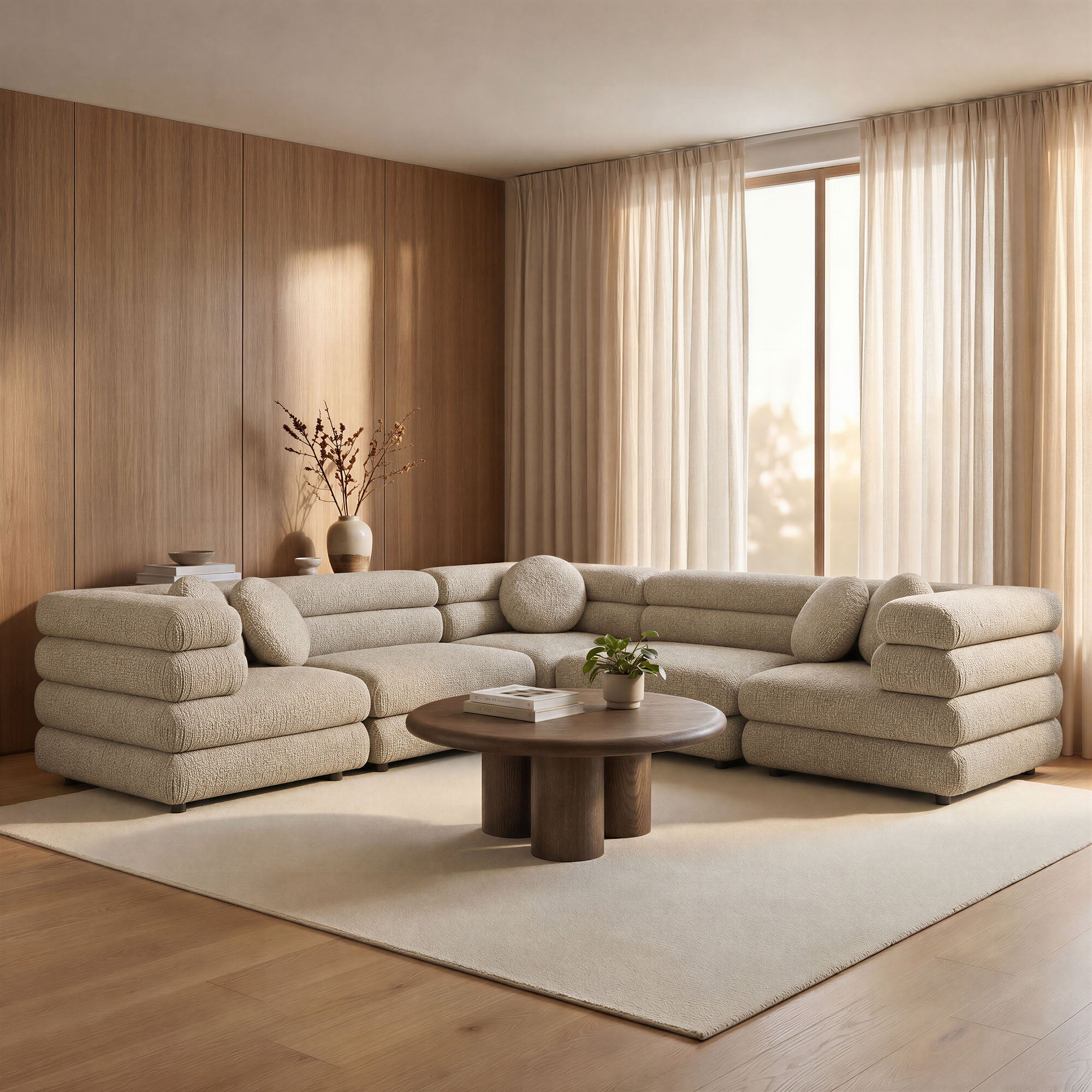 Jubilee 5-Piece Upholstered Modular L-Shaped Sofa Set