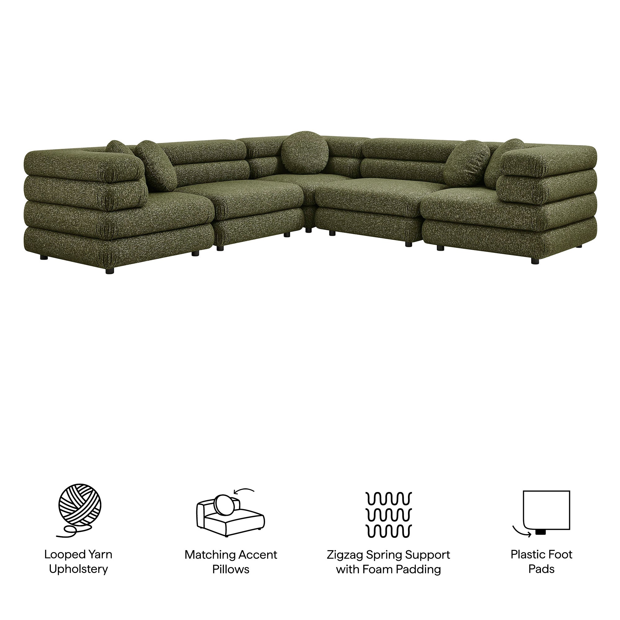 Jubilee 5-Piece Upholstered Modular L-Shaped Sofa Set