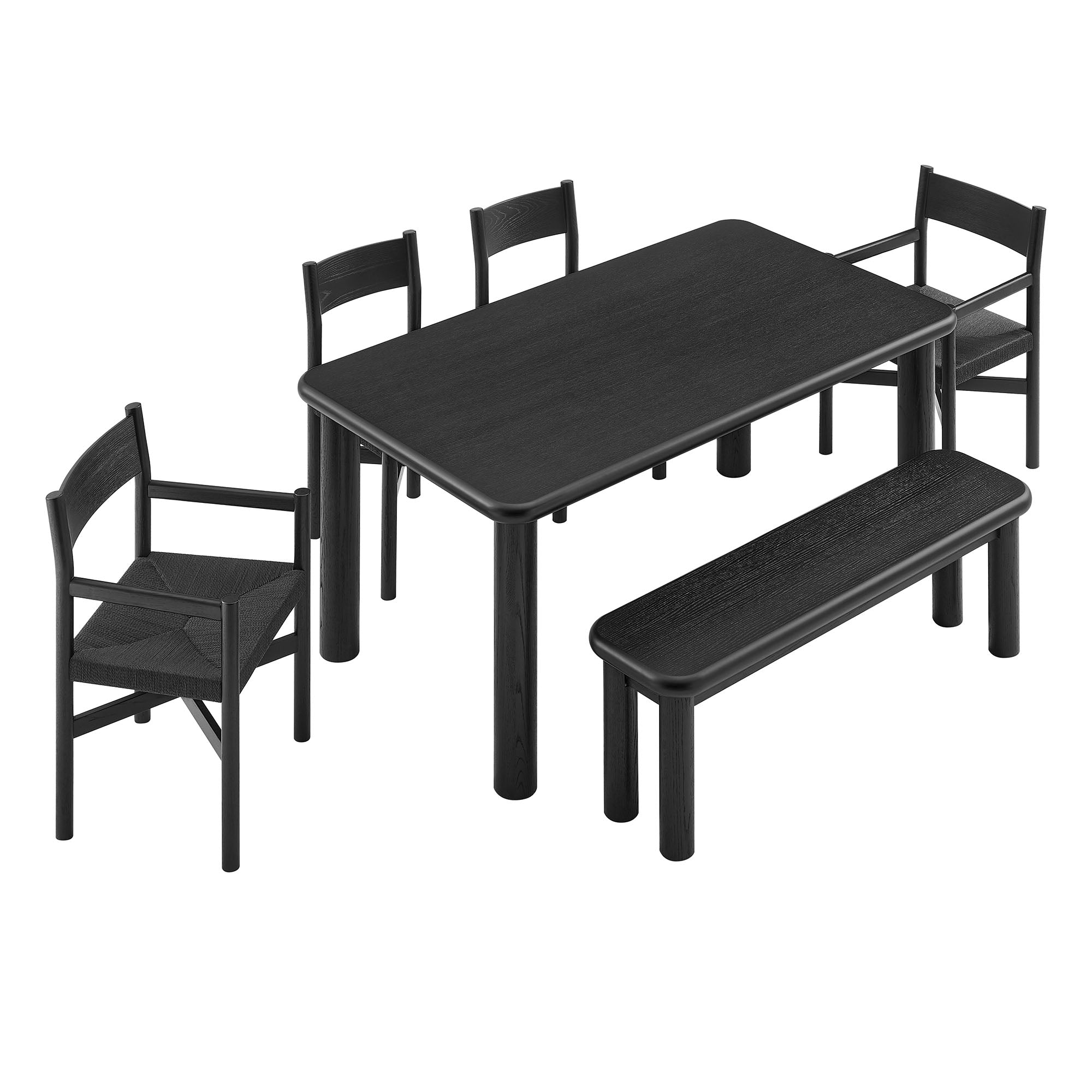 Alvia 6-Piece Wood Dining Table and Seating Set