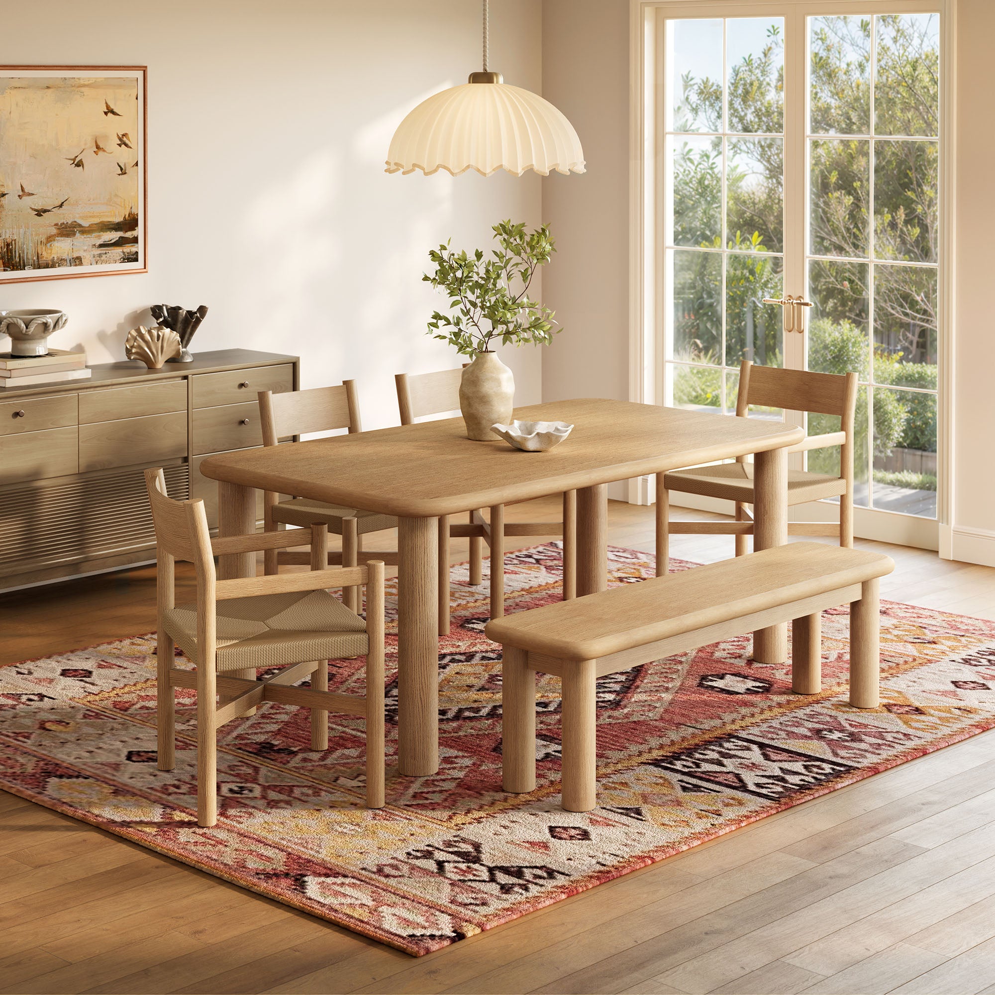 Alvia 6-Piece Wood Dining Table and Seating Set