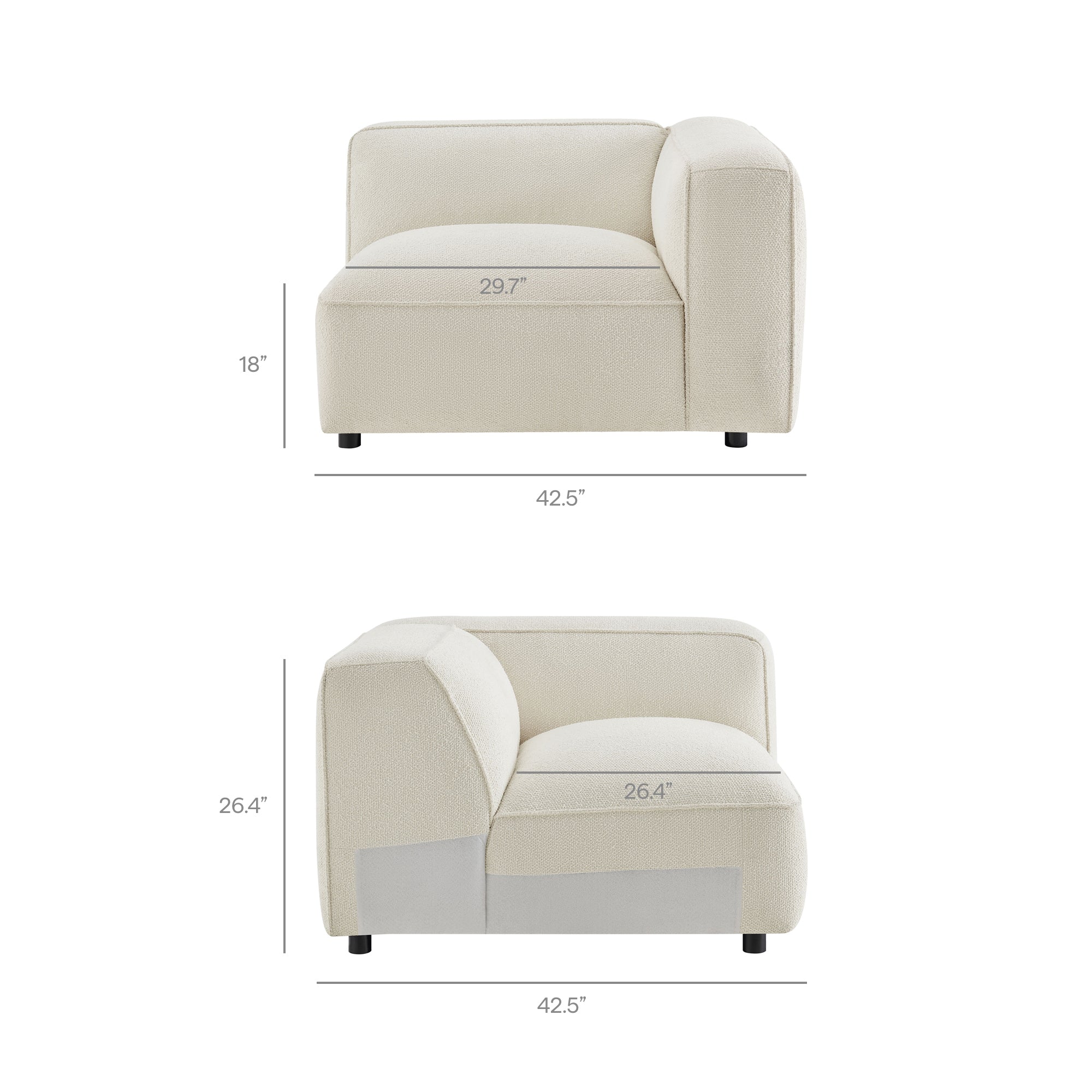 Auren 3 Piece Lattice Bouclé Upholstered Modular Loveseat with Ottoman