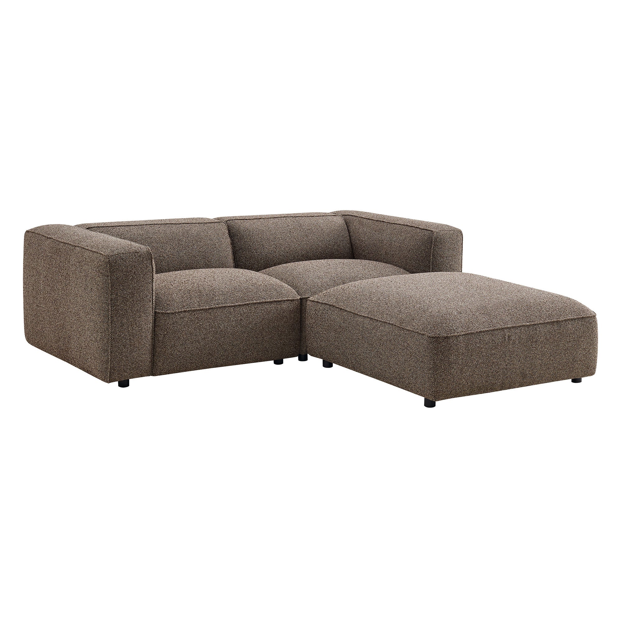 Auren 3 Piece Lattice Bouclé Upholstered Modular Loveseat with Ottoman