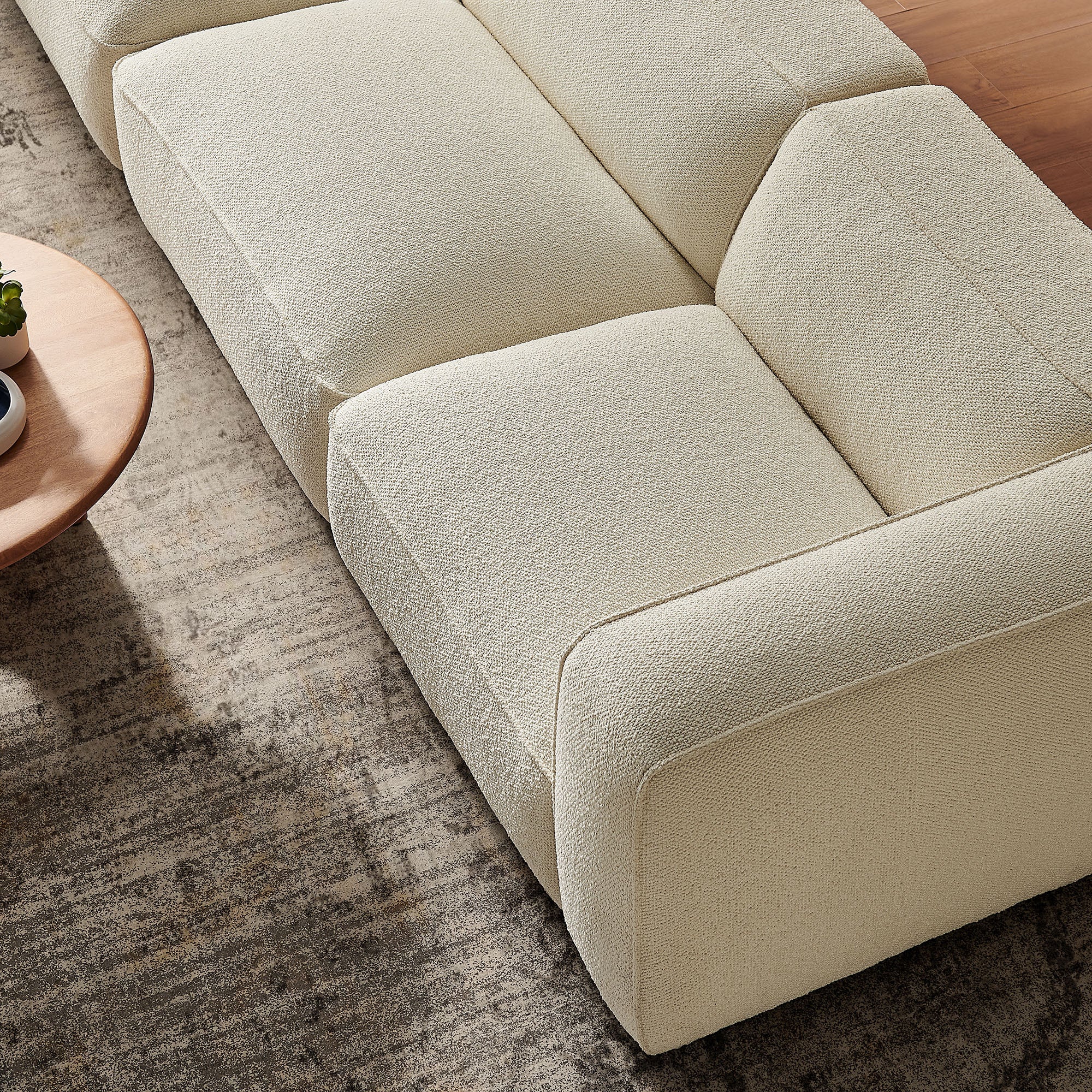 Auren 3 Piece Lattice Bouclé Upholstered Modular Sofa