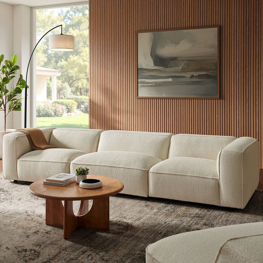 Auren 3 Piece Lattice Bouclé Upholstered Modular Sofa