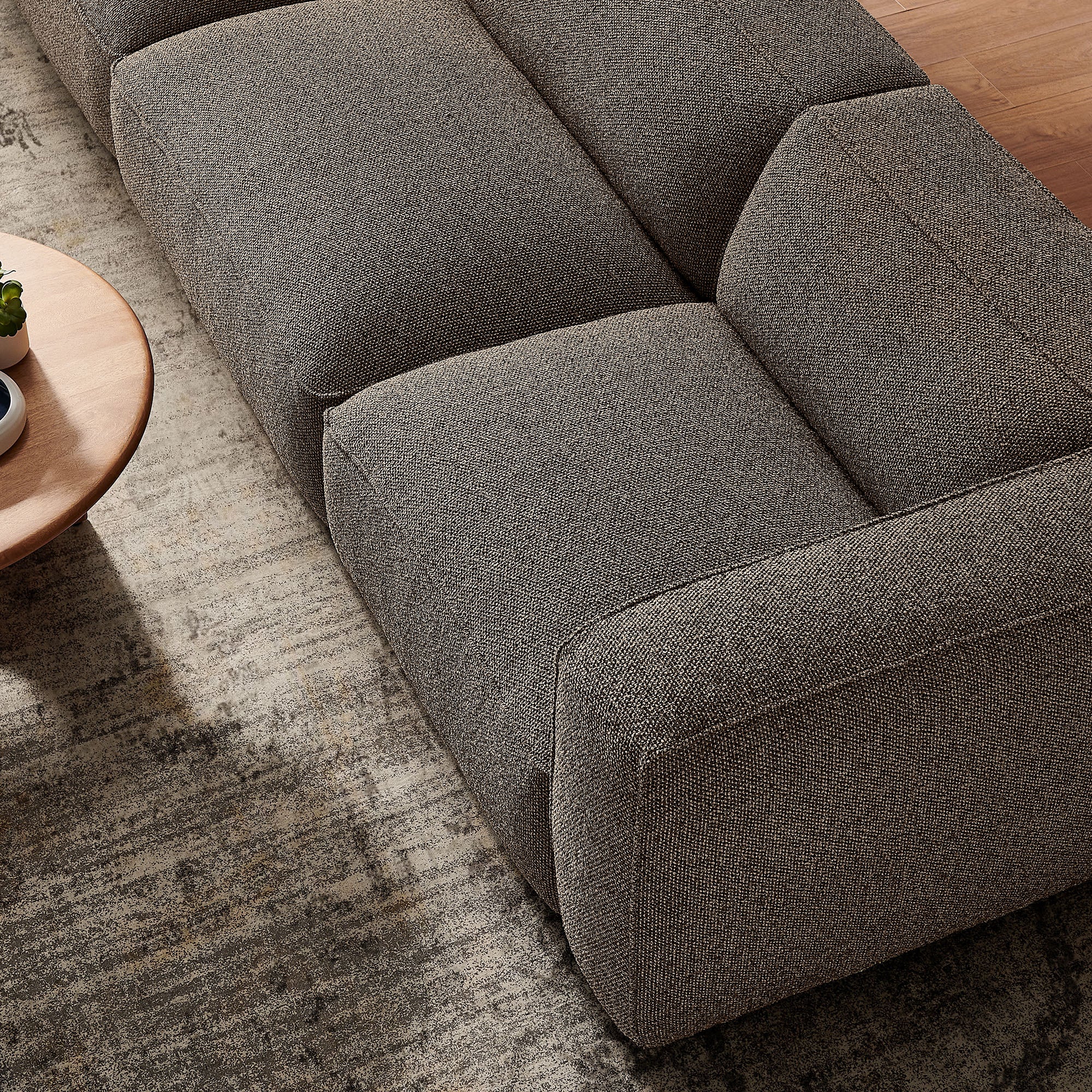Auren 3 Piece Lattice Bouclé Upholstered Modular Sofa