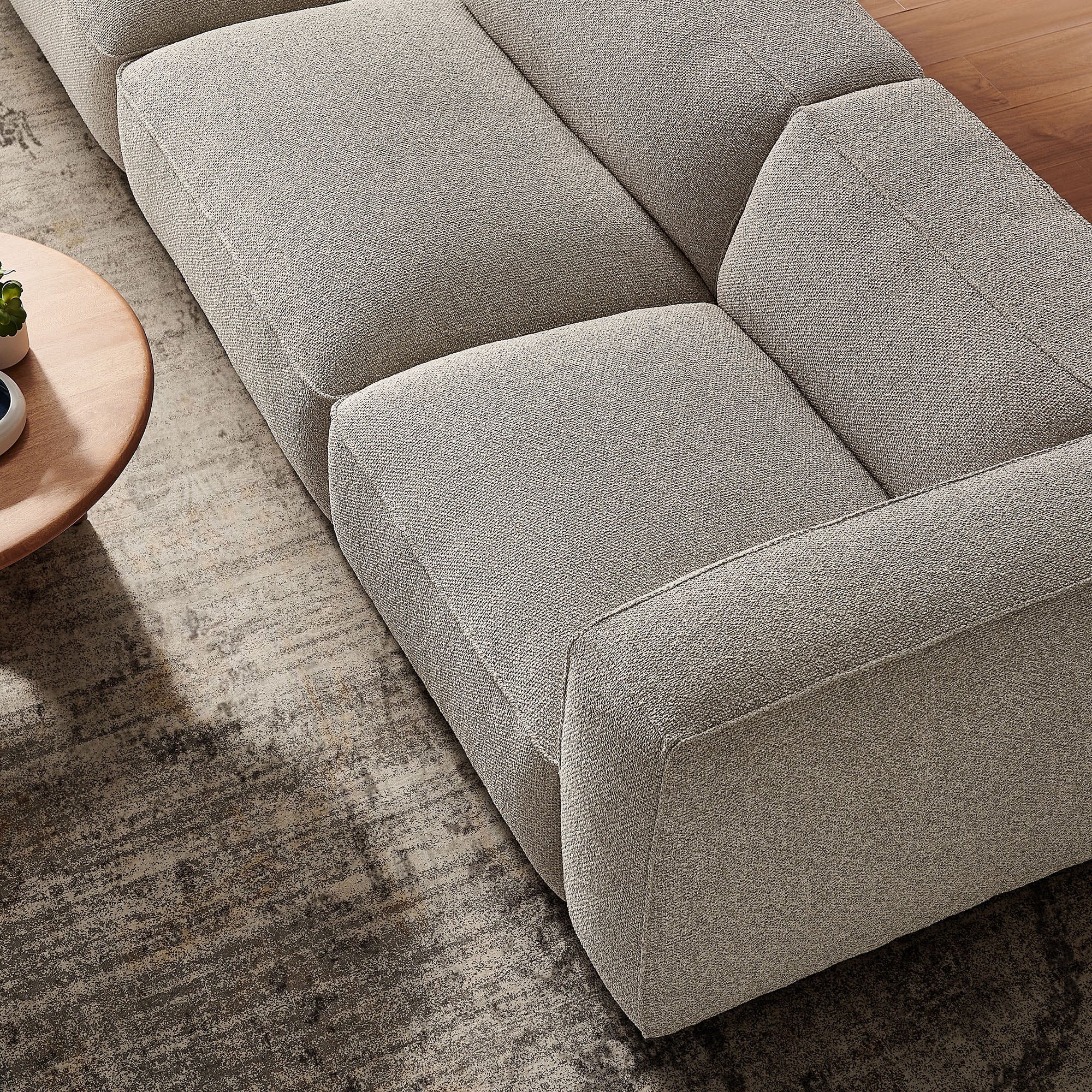 Auren 3 Piece Lattice Bouclé Upholstered Modular Sofa