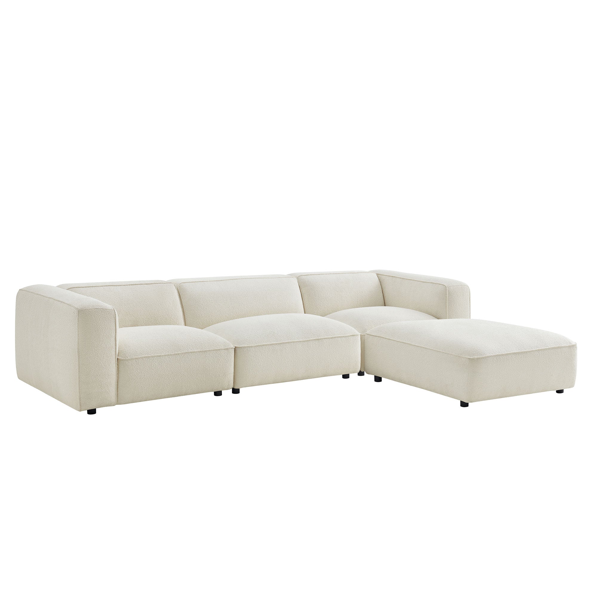 Auren 4 Piece Lattice Bouclé Upholstered Modular Sofa with Ottoman
