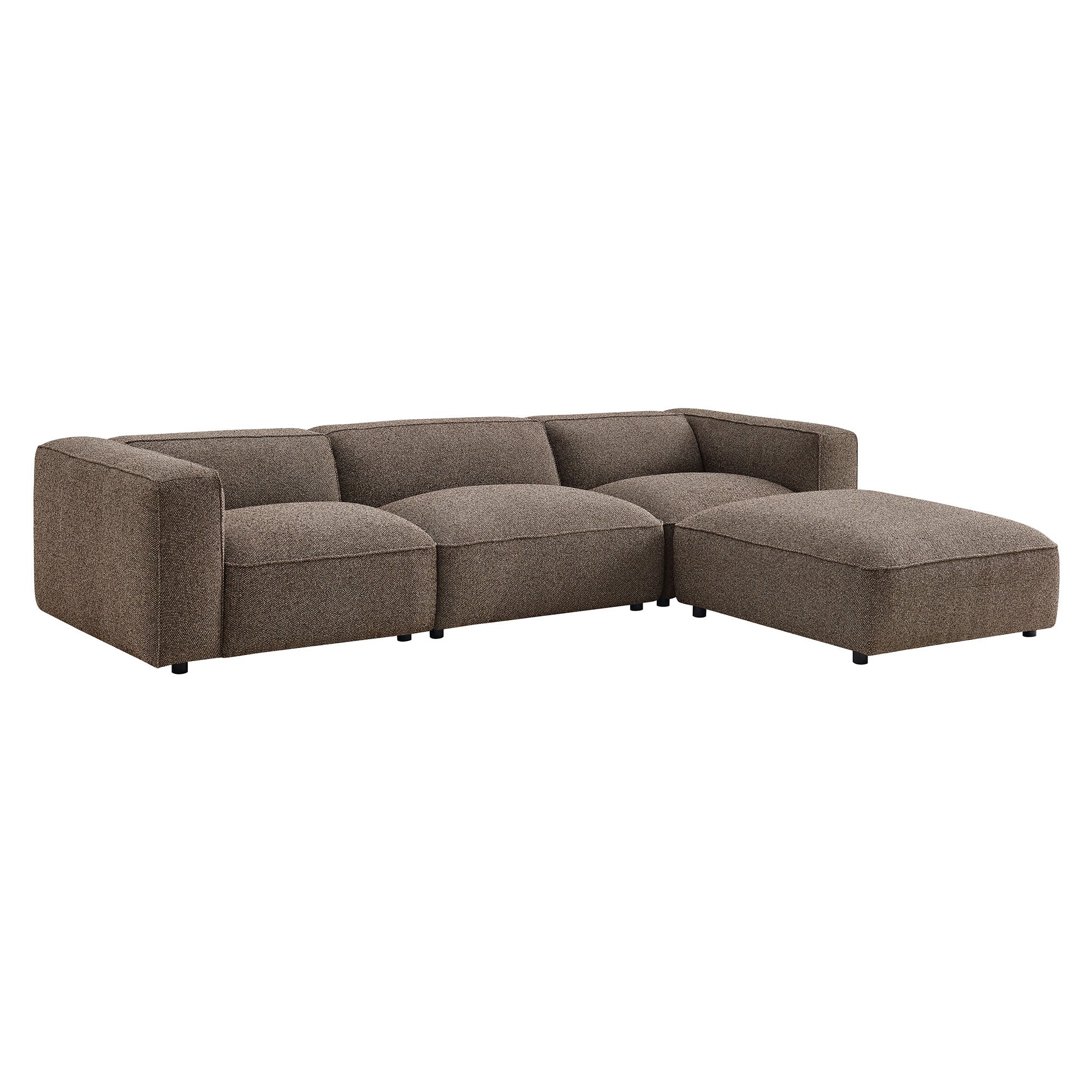 Auren 4 Piece Lattice Bouclé Upholstered Modular Sofa with Ottoman