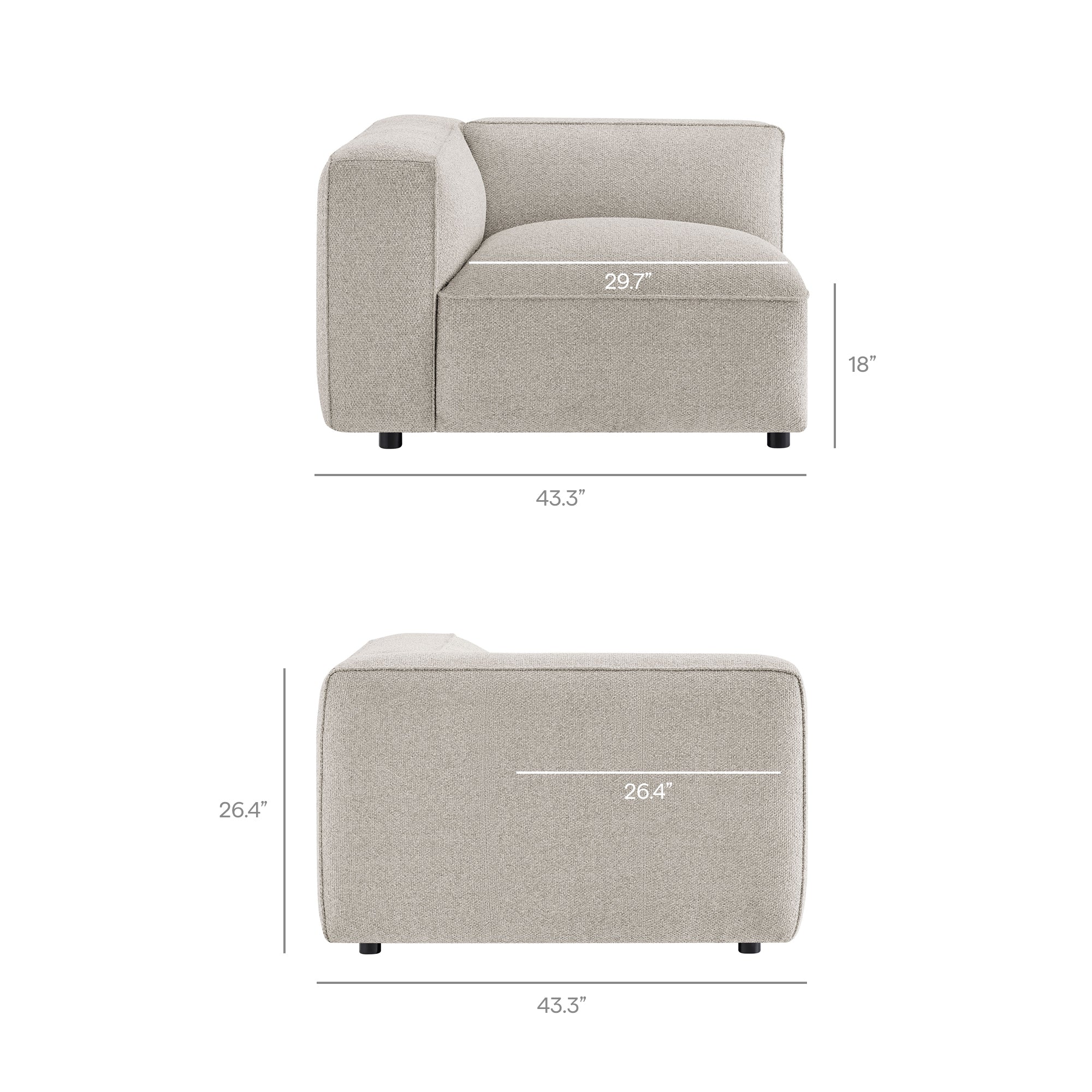 Auren 4 Piece Lattice Bouclé Upholstered Modular Sofa with Ottoman