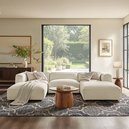 Auren 5 Piece Lattice Bouclé Upholstered Modular Sectional