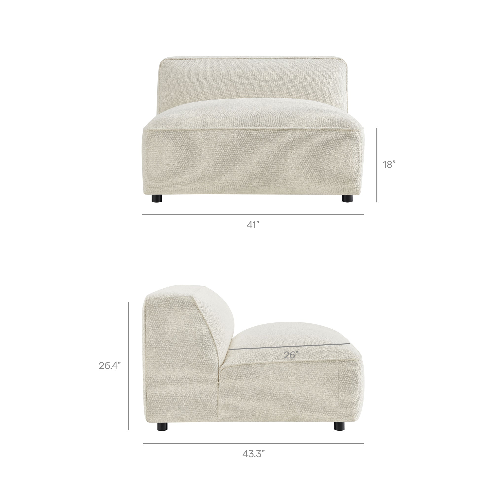 Auren 5 Piece Lattice Bouclé Upholstered Modular Sectional