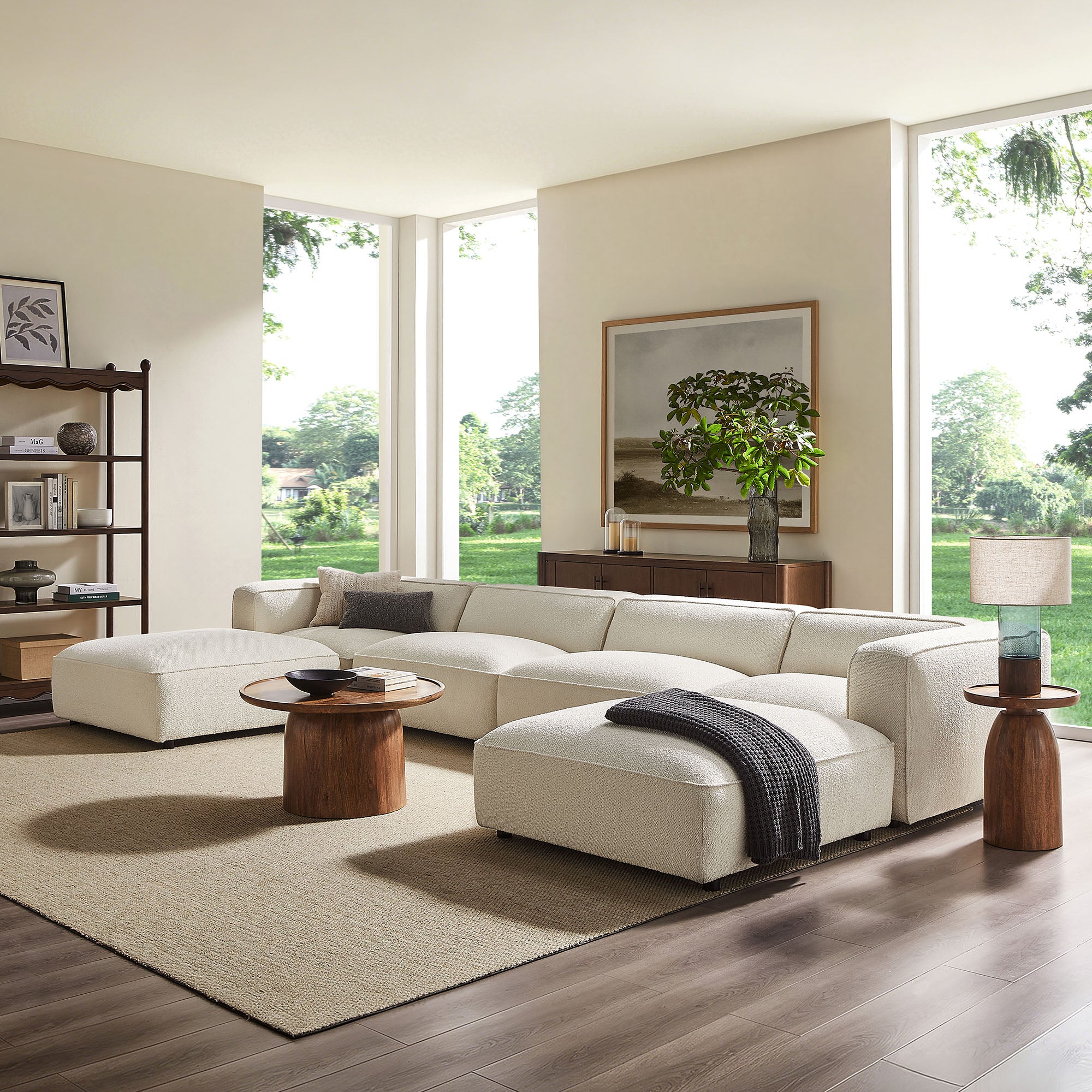 Auren 6 Piece Lattice Bouclé Upholstered Modular Sectional
