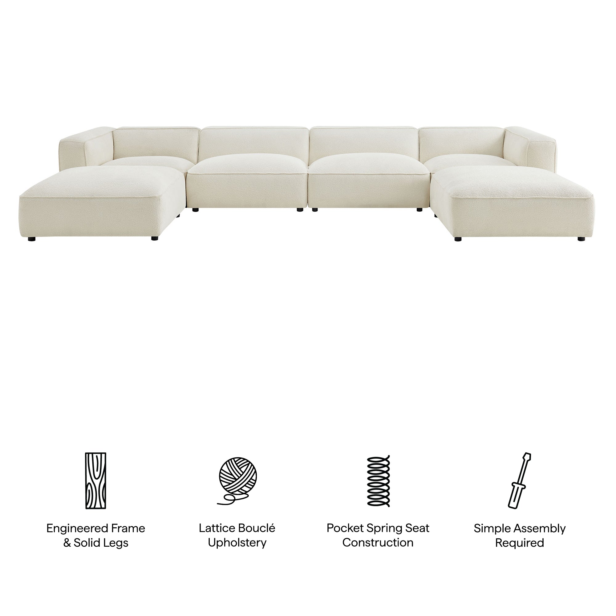 Auren 6 Piece Lattice Bouclé Upholstered Modular Sectional