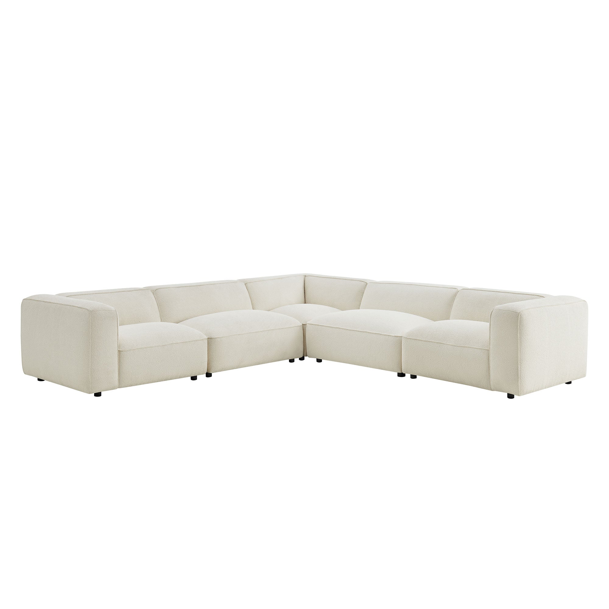 Auren 5 Piece Lattice Bouclé Upholstered Modular Corner Sectional