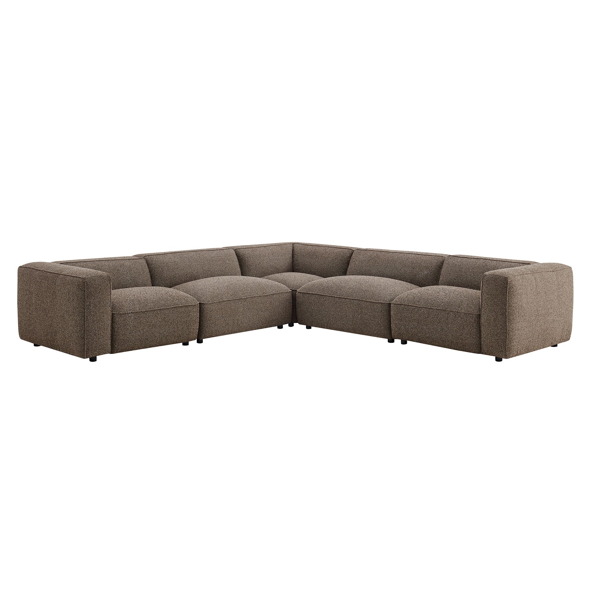 Auren 5 Piece Lattice Bouclé Upholstered Modular Corner Sectional