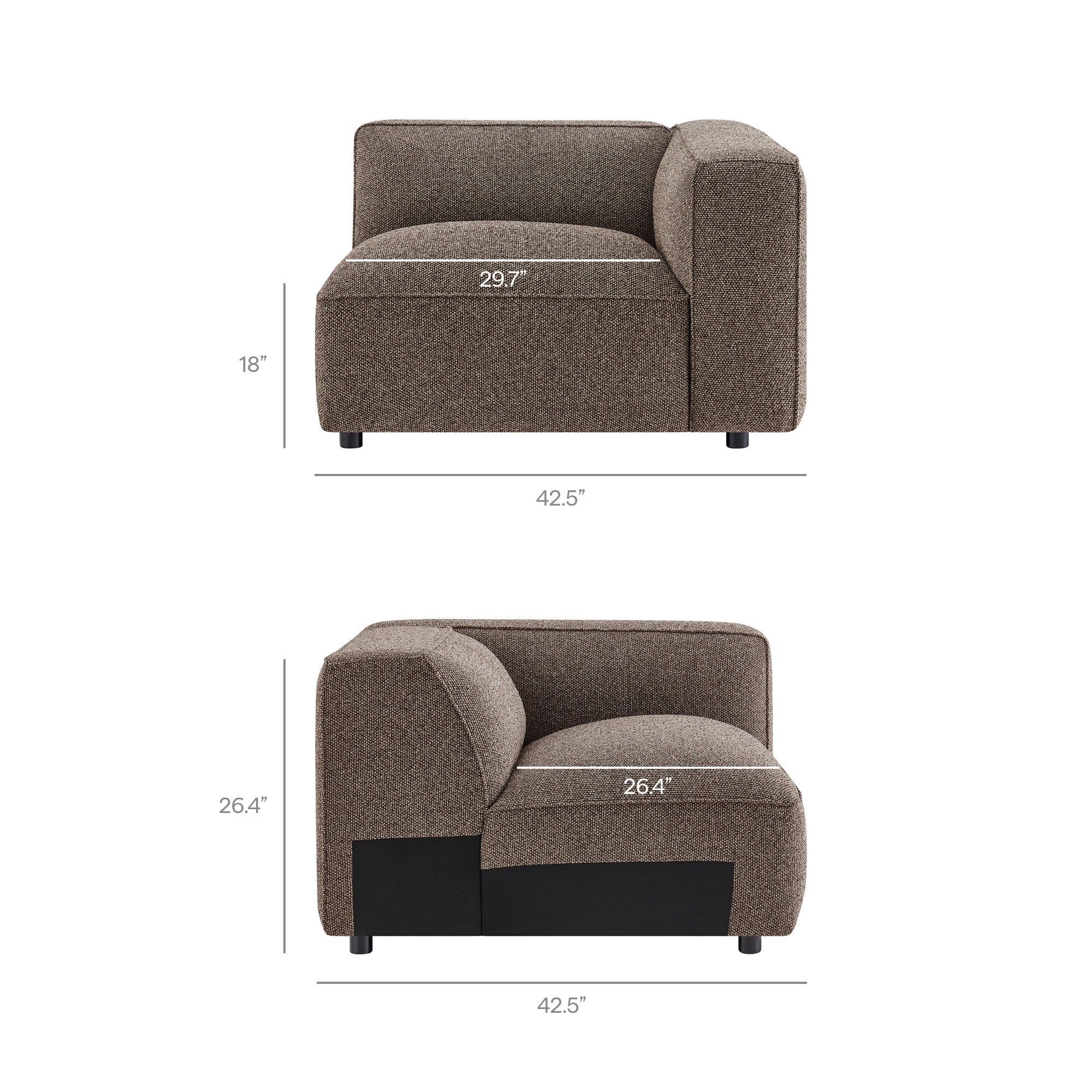 Auren 5 Piece Lattice Bouclé Upholstered Modular Corner Sectional